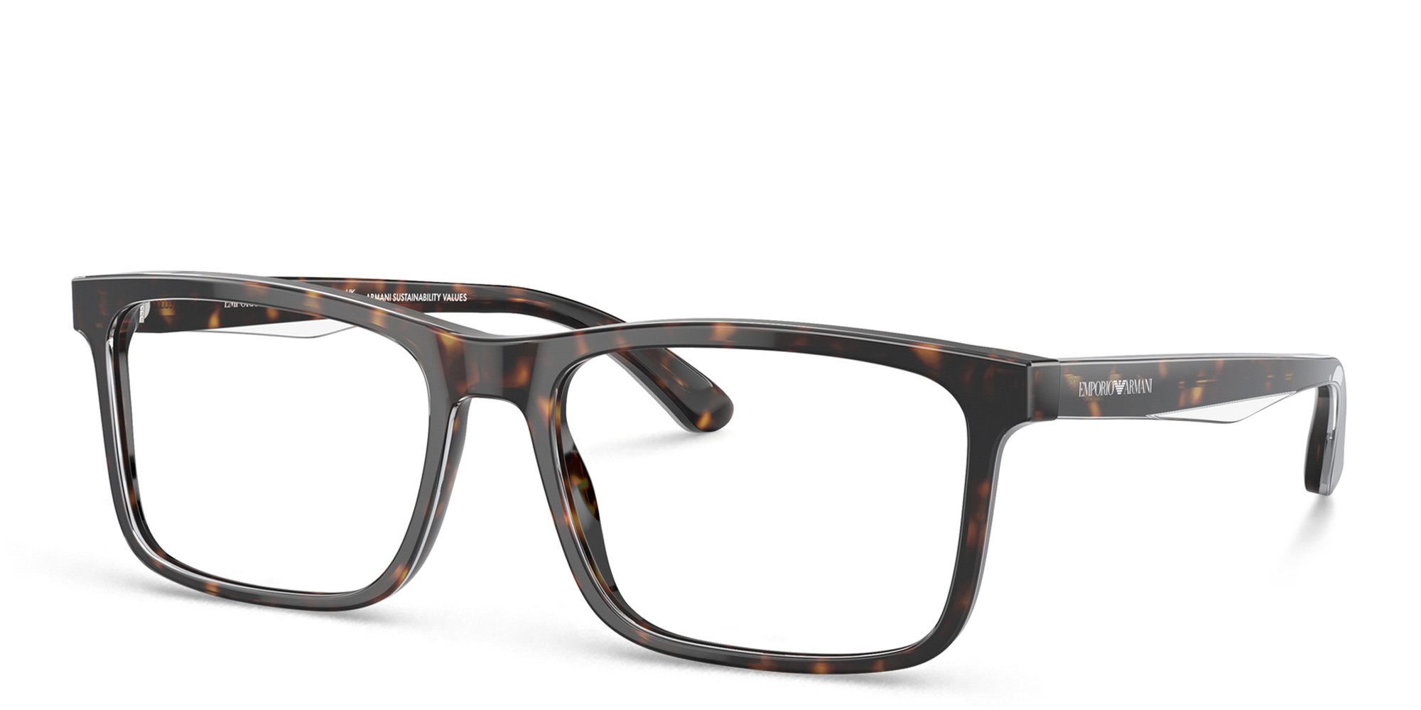 Emporio Armani Wide Pillow Eyeglasses in Havana – Product Photo 2