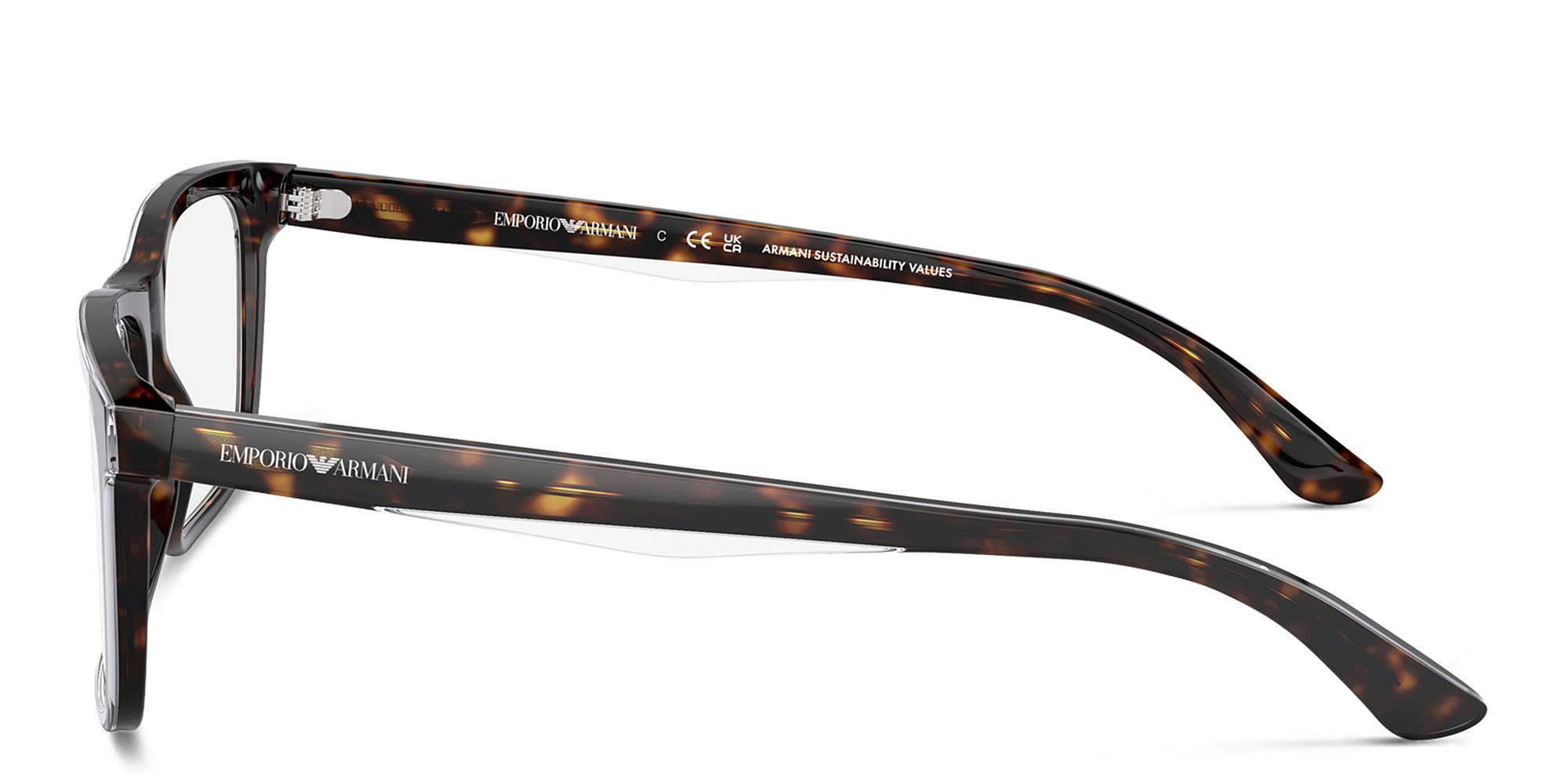 Emporio Armani Wide Pillow Eyeglasses in Havana – Product Photo 3