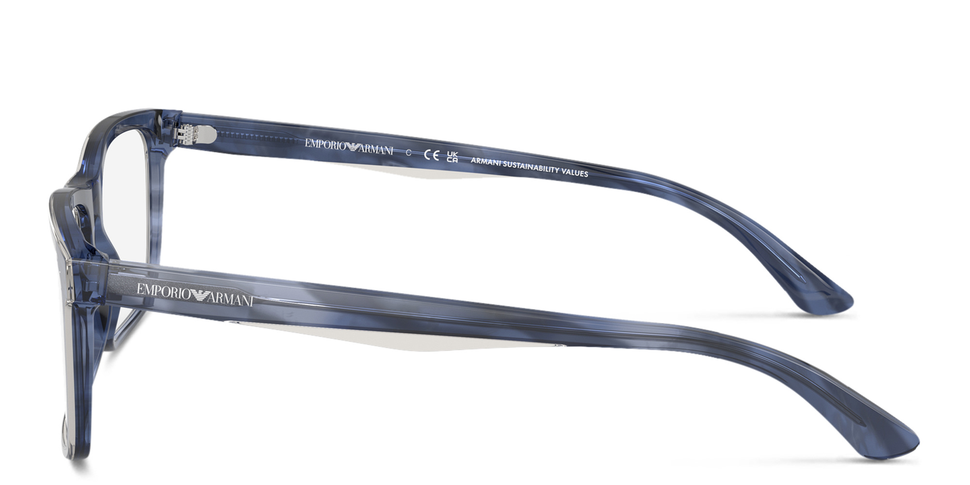 Shop Emporio Armani Square Eyeglasses in Blue online.