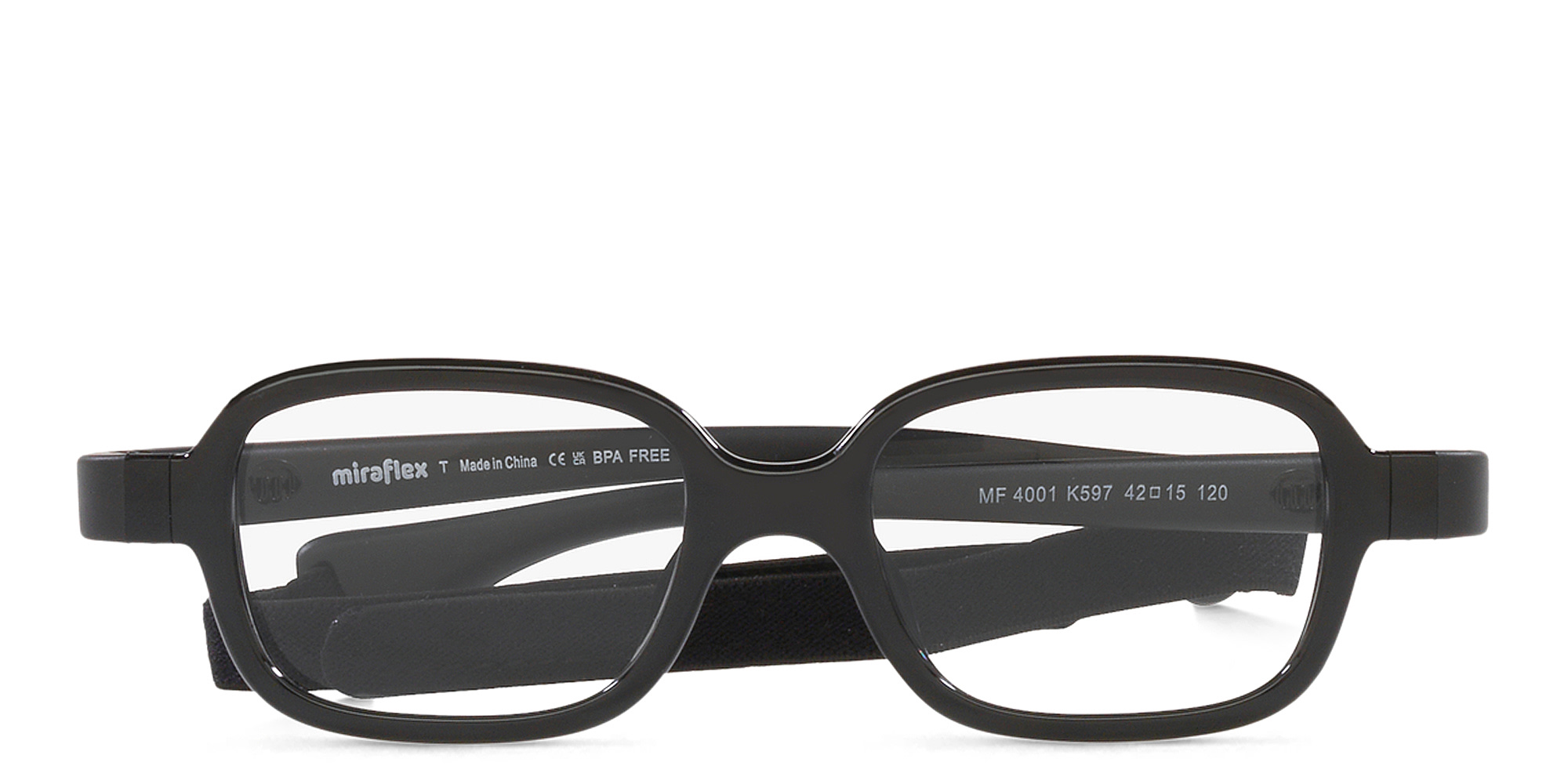 Mira Flex Logo Kids Rectangle Eyeglasses in Black – Product Photo 1