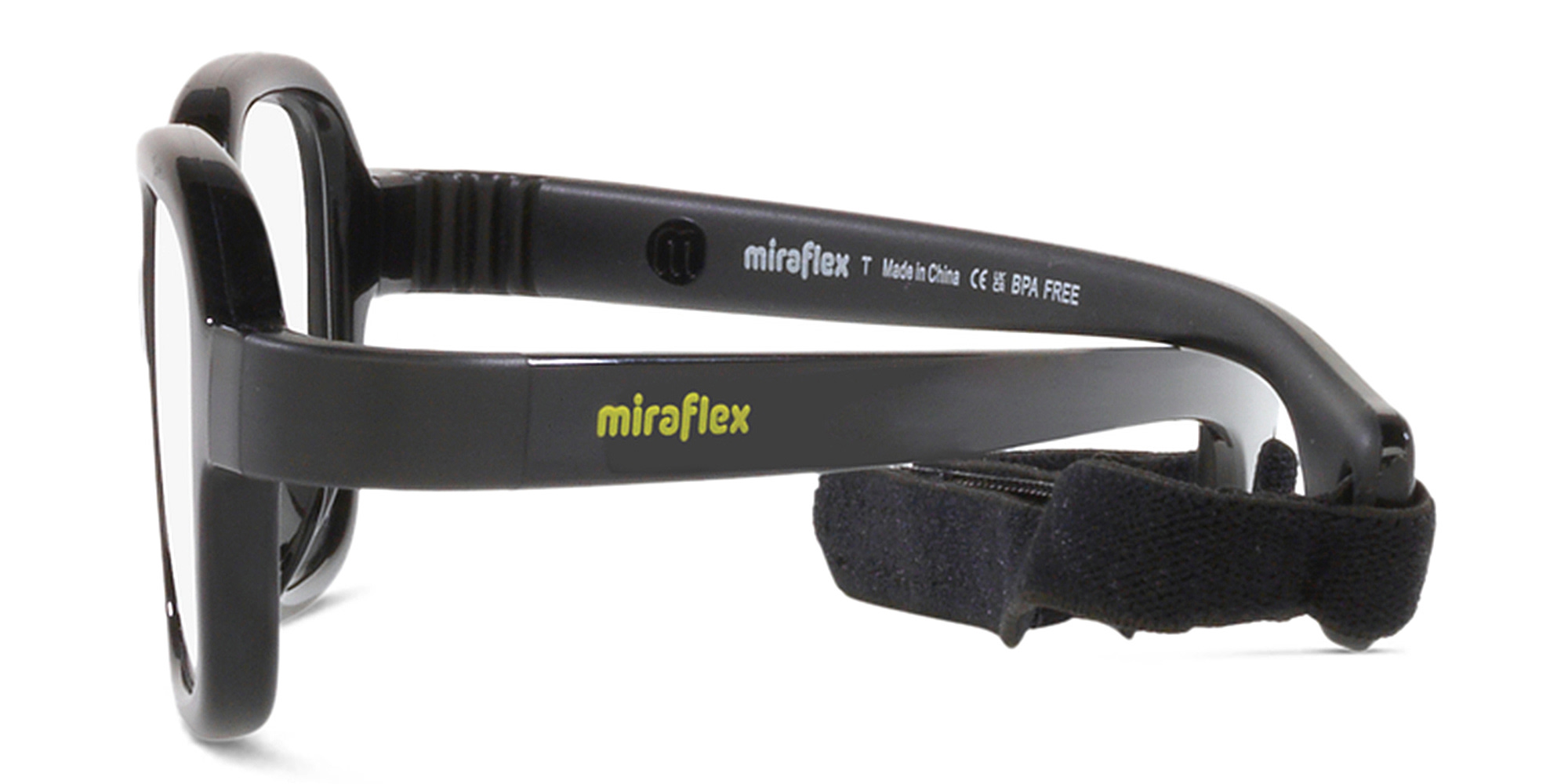 Mira Flex Logo Kids Rectangle Eyeglasses in Black – Product Photo 3