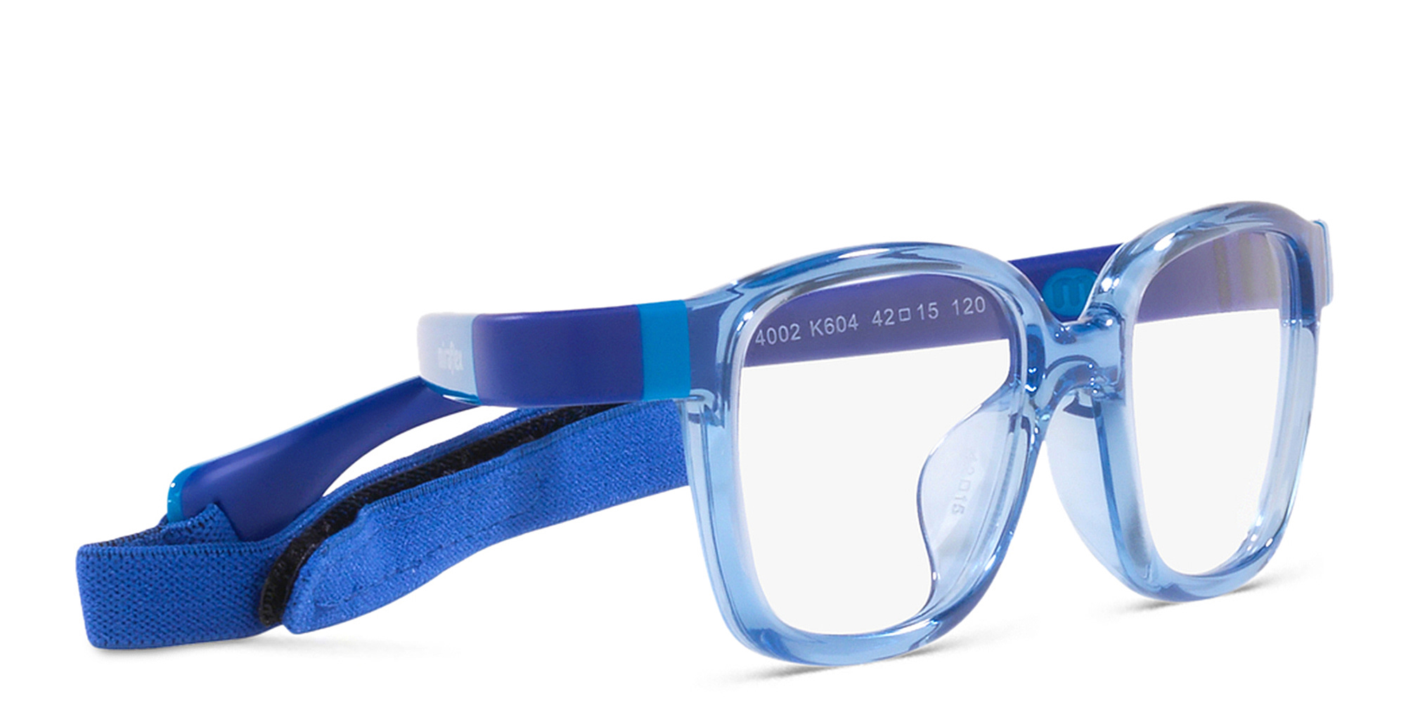 Mira Flex Logo Kids Square Eyeglasses in Light Blue – Product Photo 4