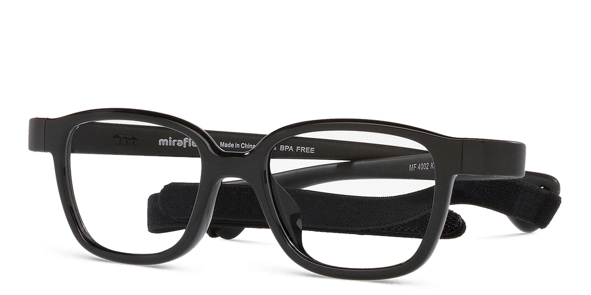 Shop Mira Flex Logo Kids Square Eyeglasses in Black online.