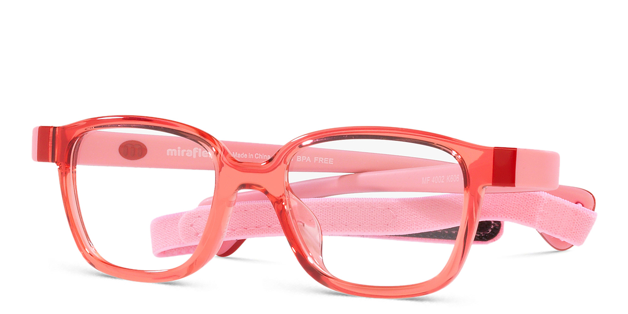 Shop Mira Flex Logo Kids Square Eyeglasses in Red online.