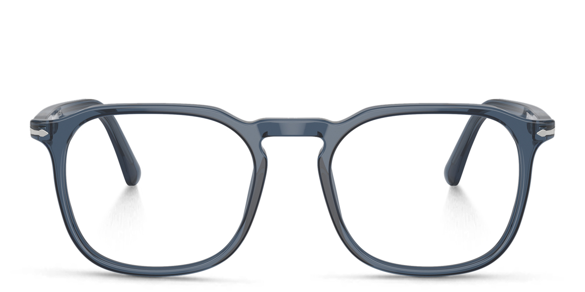 PERSOL Unisex Panthos Eyeglasses in Transparent Blue – Product Photo 1