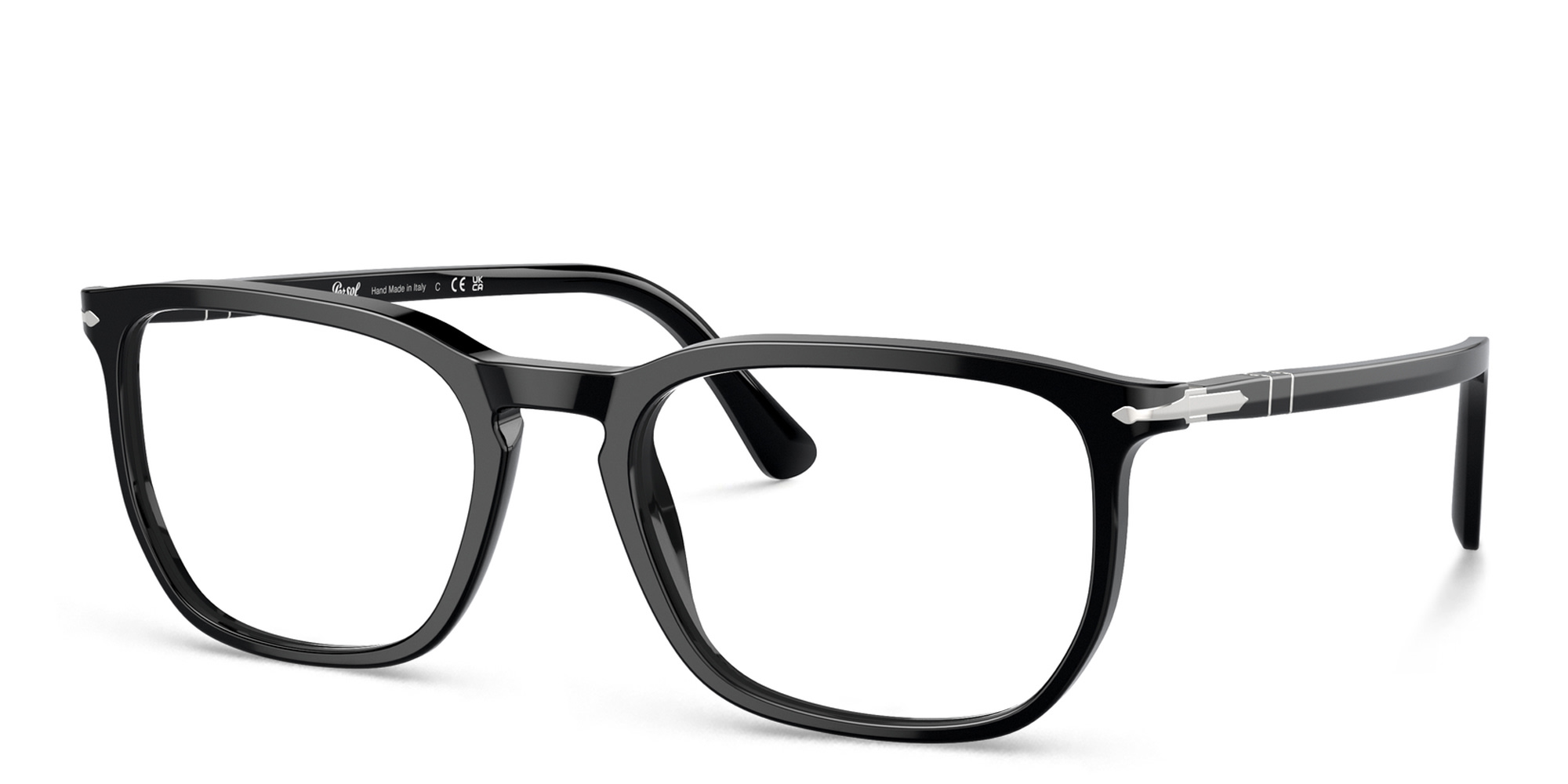 Shop PERSOL Unisex Rectangle Eyeglasses in Black online.