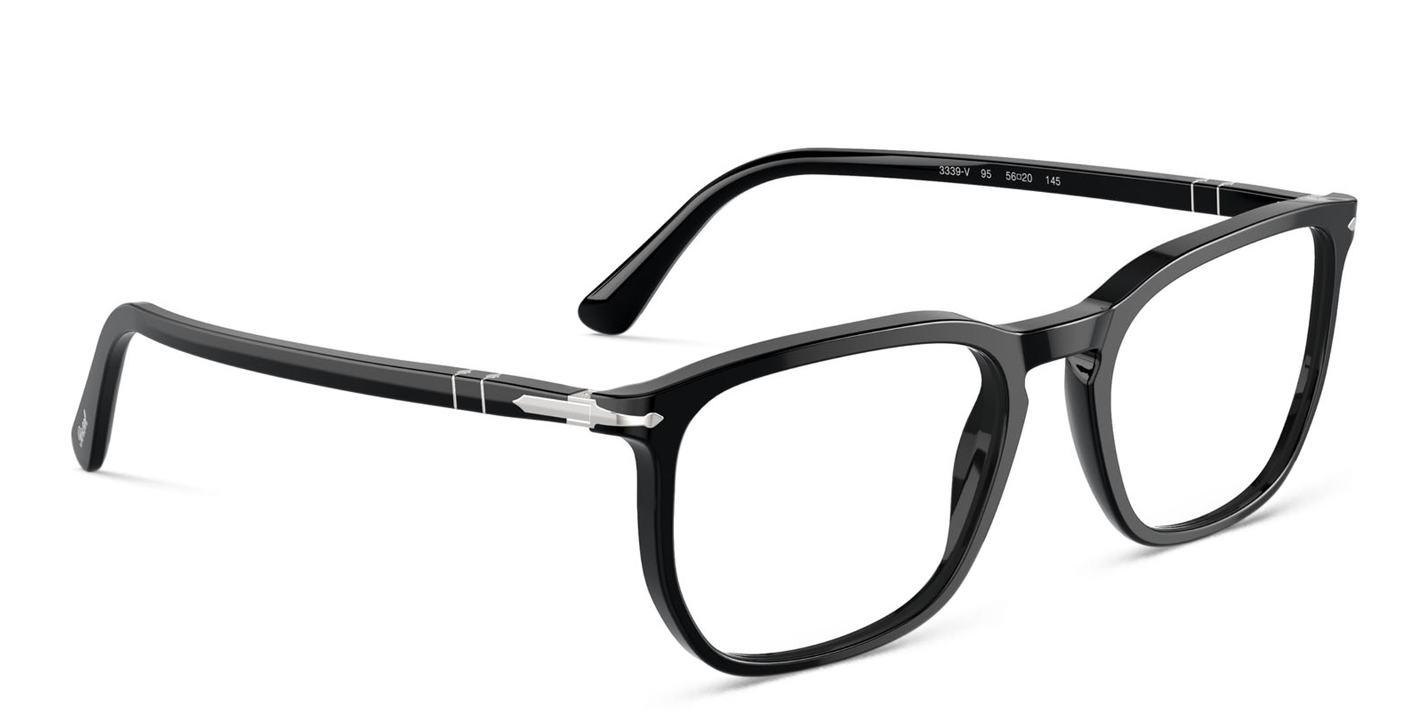 Shop PERSOL Unisex Rectangle Eyeglasses in Black online.