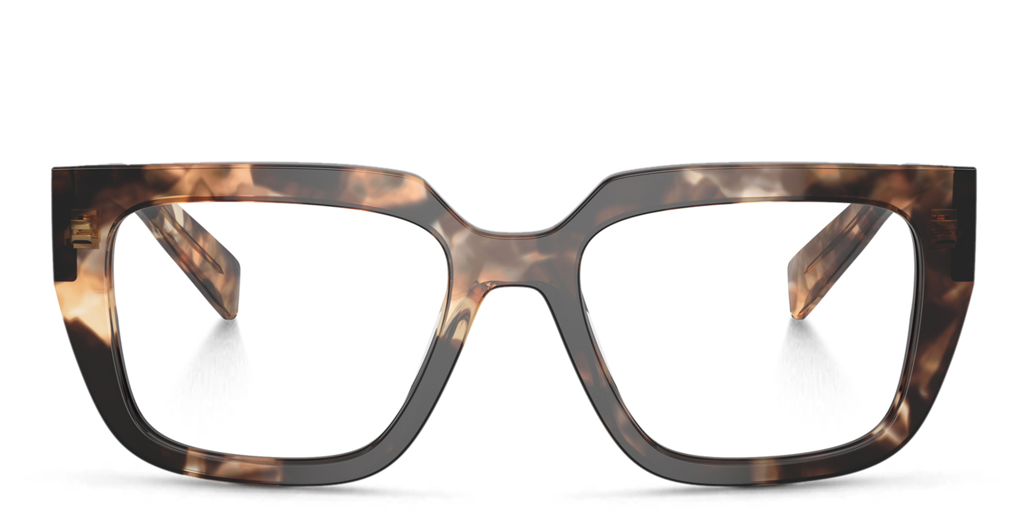 Shop PRADA Logo Irregular Eyeglasses in Havana Caramel online.
