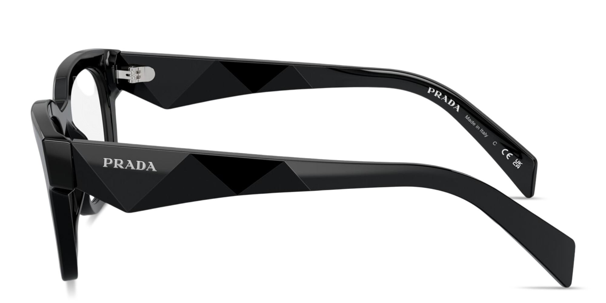 Shop PRADA Logo Signature Pillow Eyeglasses in Black online.