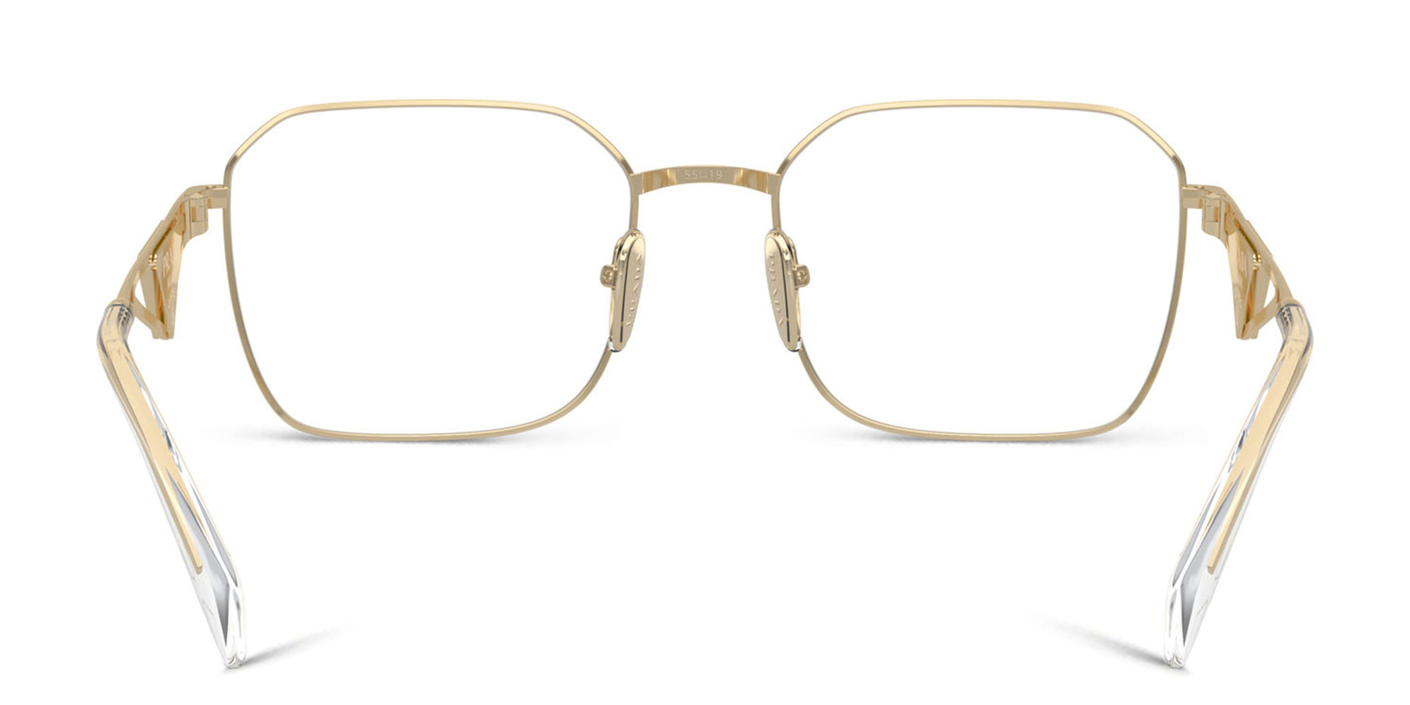 PRADA Wide Irregular Eyeglasses in Pale Gold – Product Photo 4
