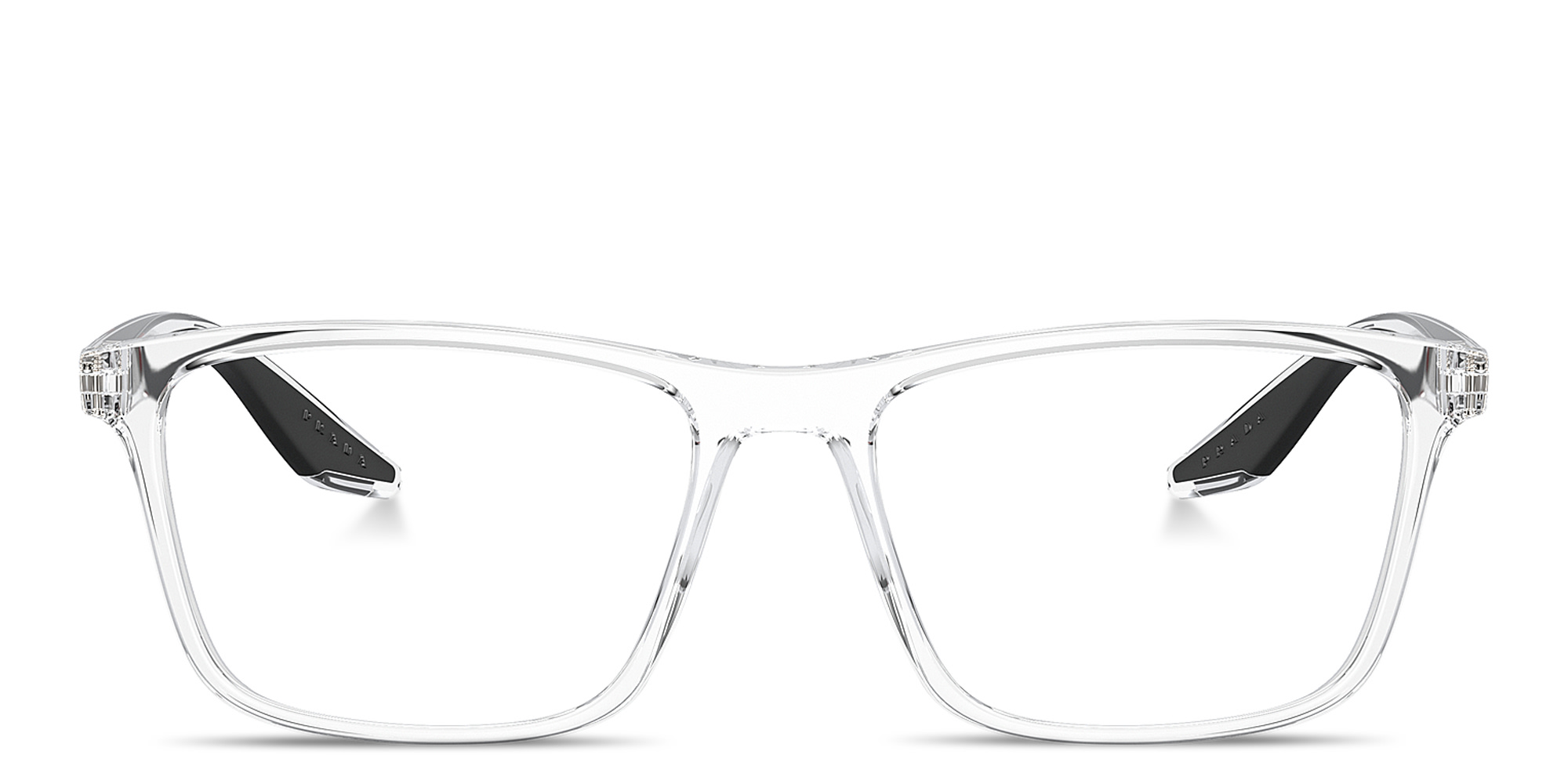 Shop Prada Linea Rossa Logo Pillow Eyeglasses in Clear online.