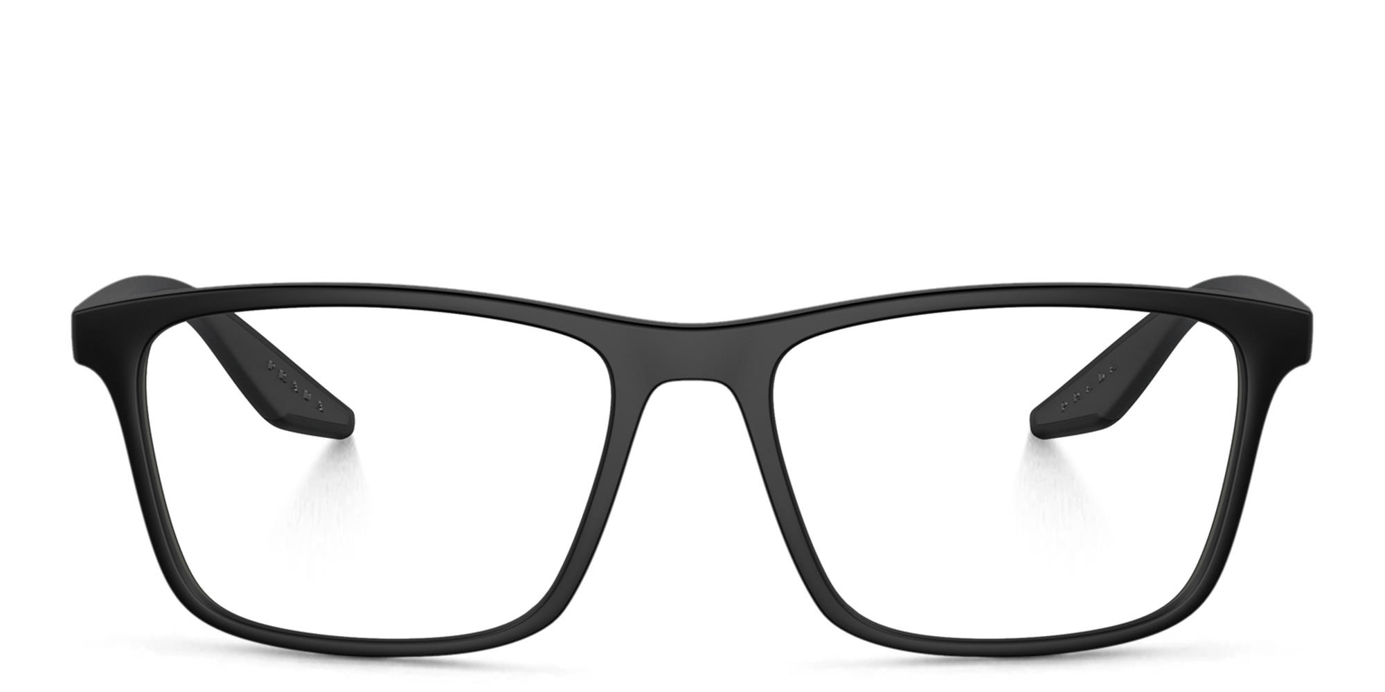Shop Prada Linea Rossa Wide Pillow Eyeglasses in Black Rubber online.