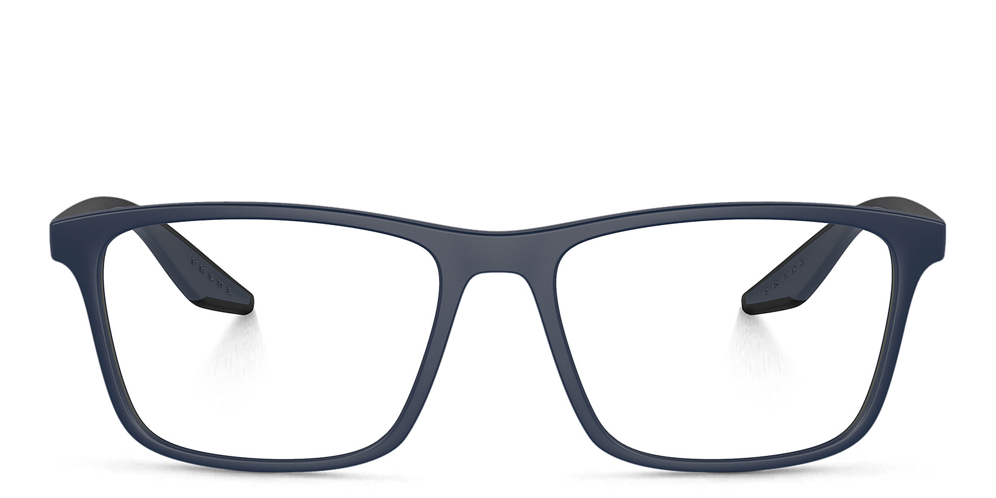 Shop Prada Linea Rossa Wide Pillow Eyeglasses in Blue Rubber online.