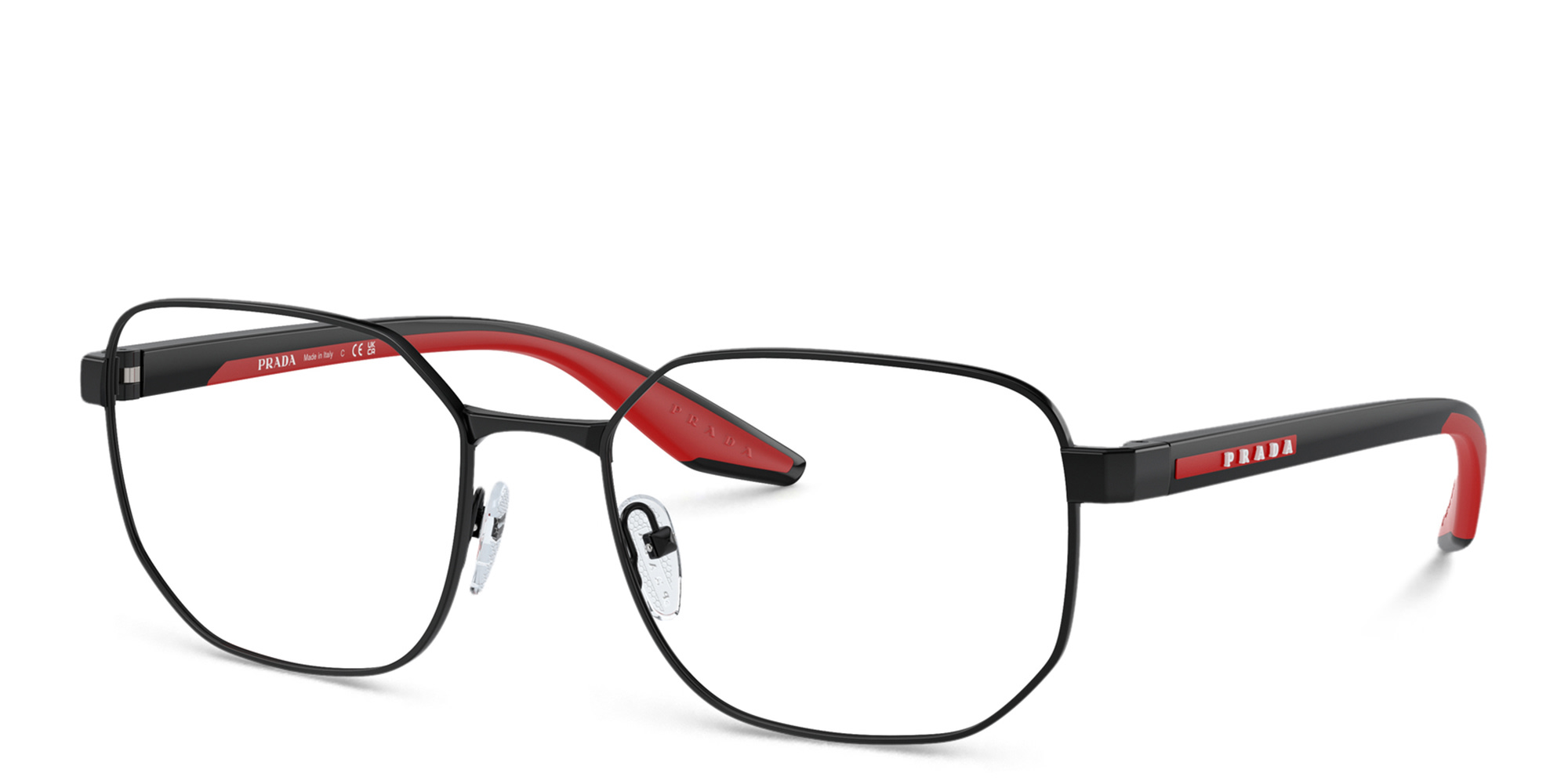 نظارات طبية غير منتظمة واسعة من برادا لينيا روسا بلون أسود - صورة المنتج 2