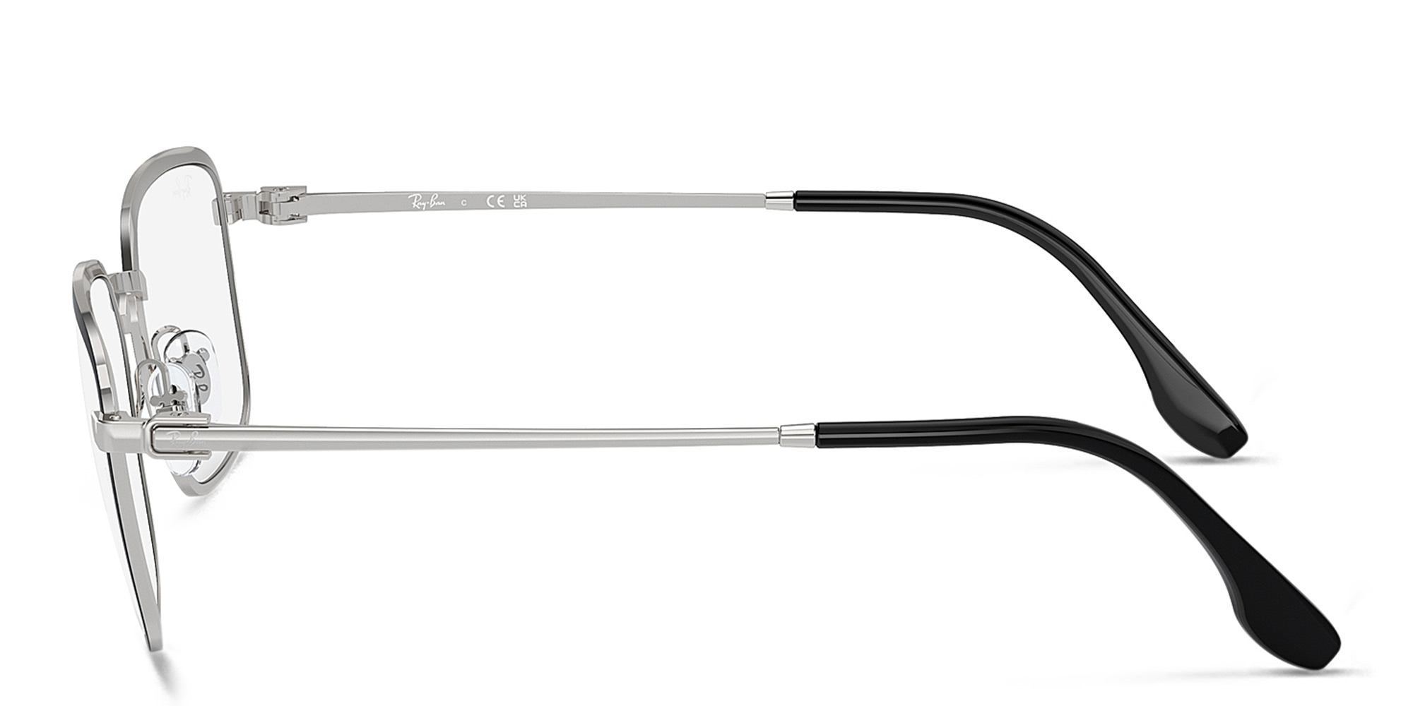 Shop Ray-Ban Unisex Square Eyeglasses in Black On Silver online.