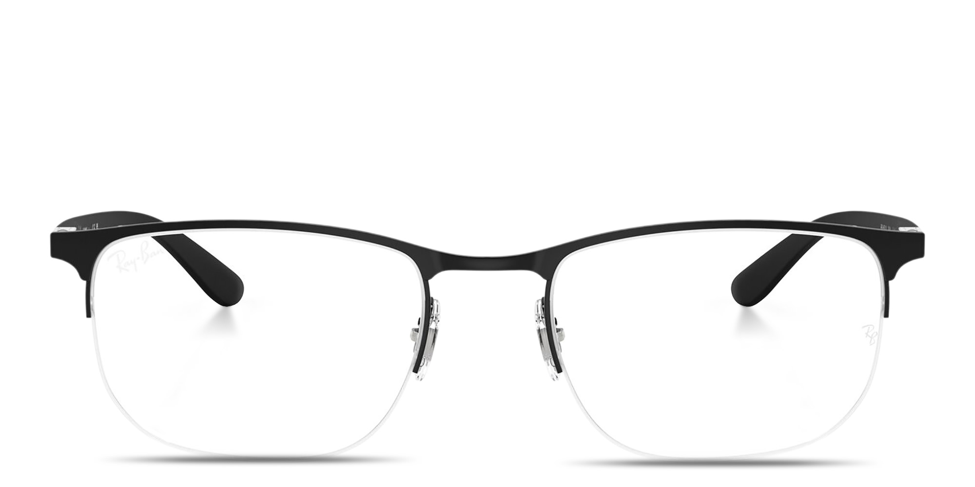 Shop Ray-Ban Optics Unisex Half-Rim Irregular Eyeglasses in Matte Black online.
