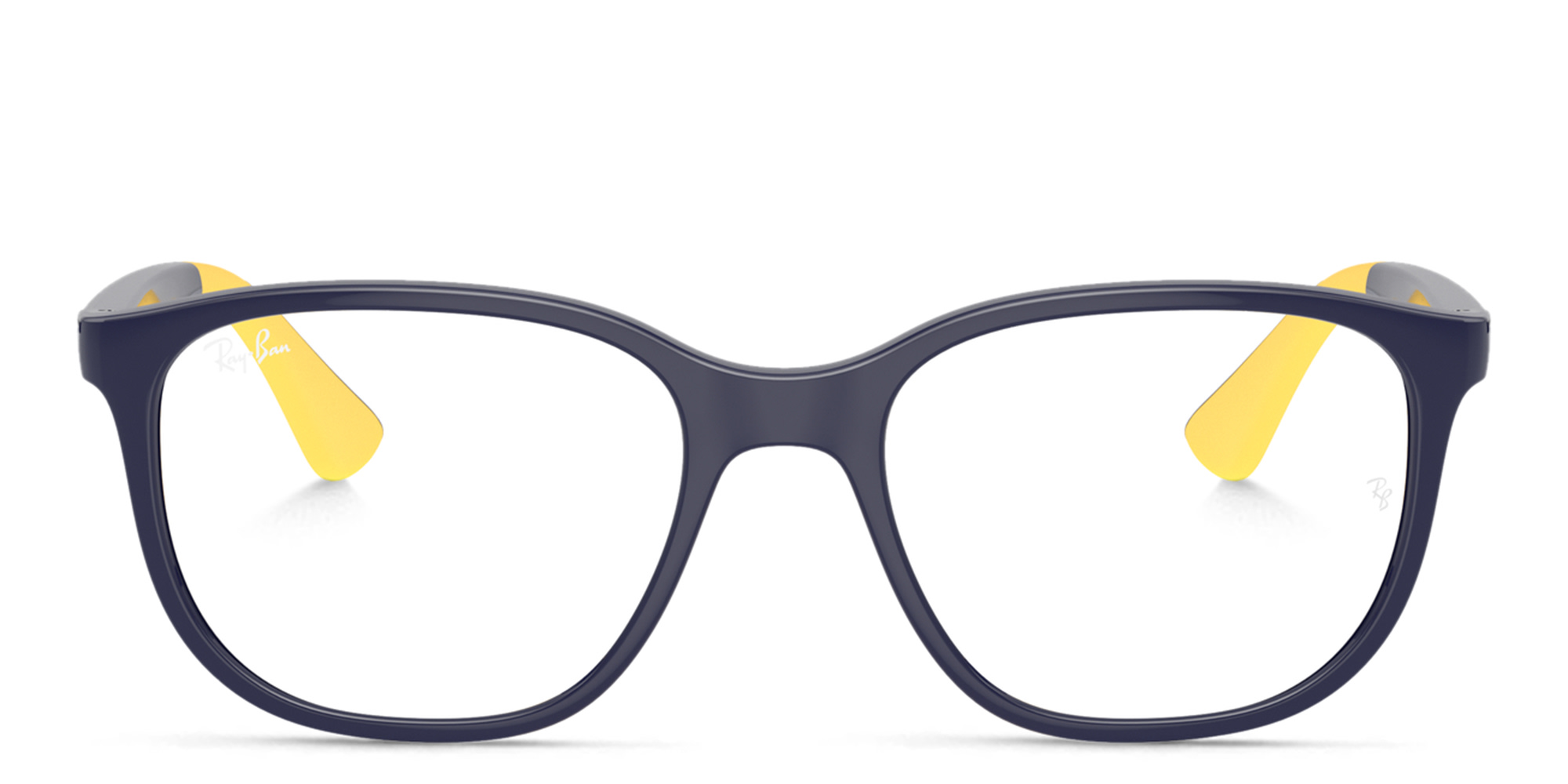 Shop Ray-Ban Junior Kids Square Eyeglasses in Dark Blue On Yellow online.