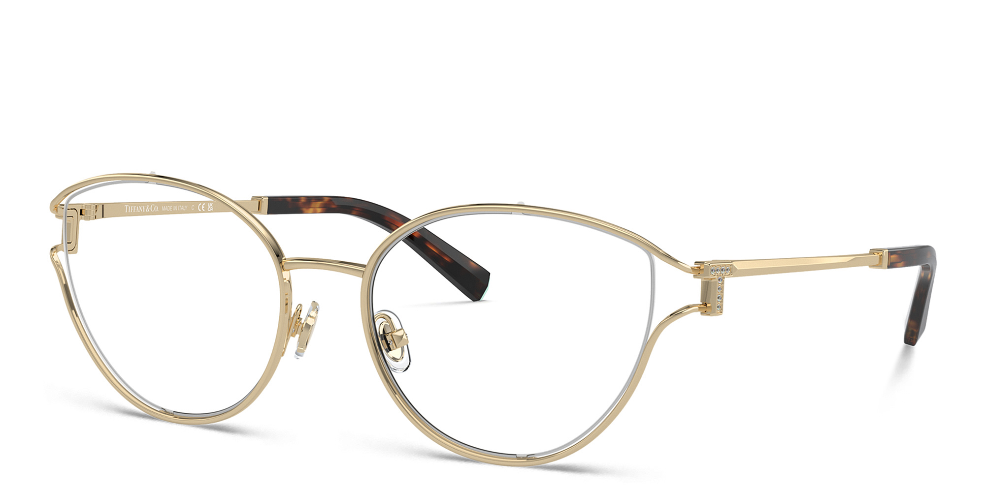 نظارات طبية بإطار بيضاوي من تيفاني أند كو بلون ذهبي فاتح - صورة المنتج 2