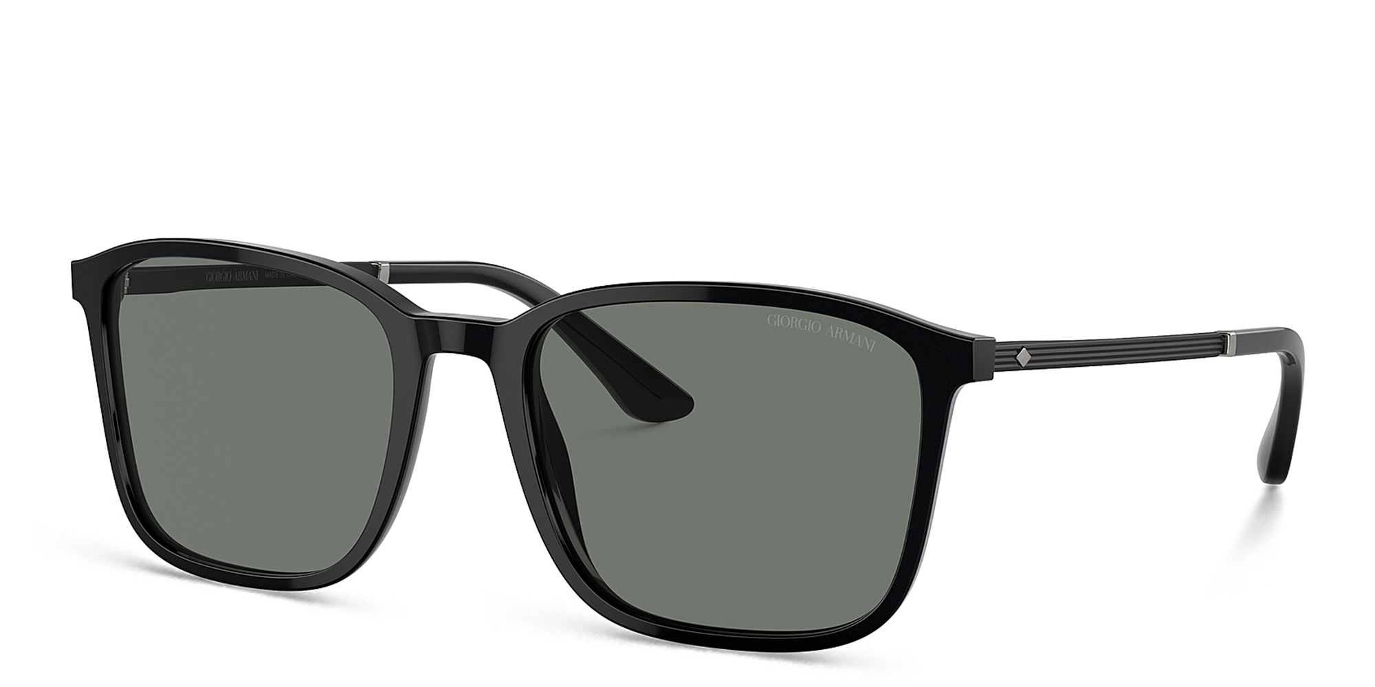 Shop GIORGIO ARMANI Rectangle Sunglasses in Black online.