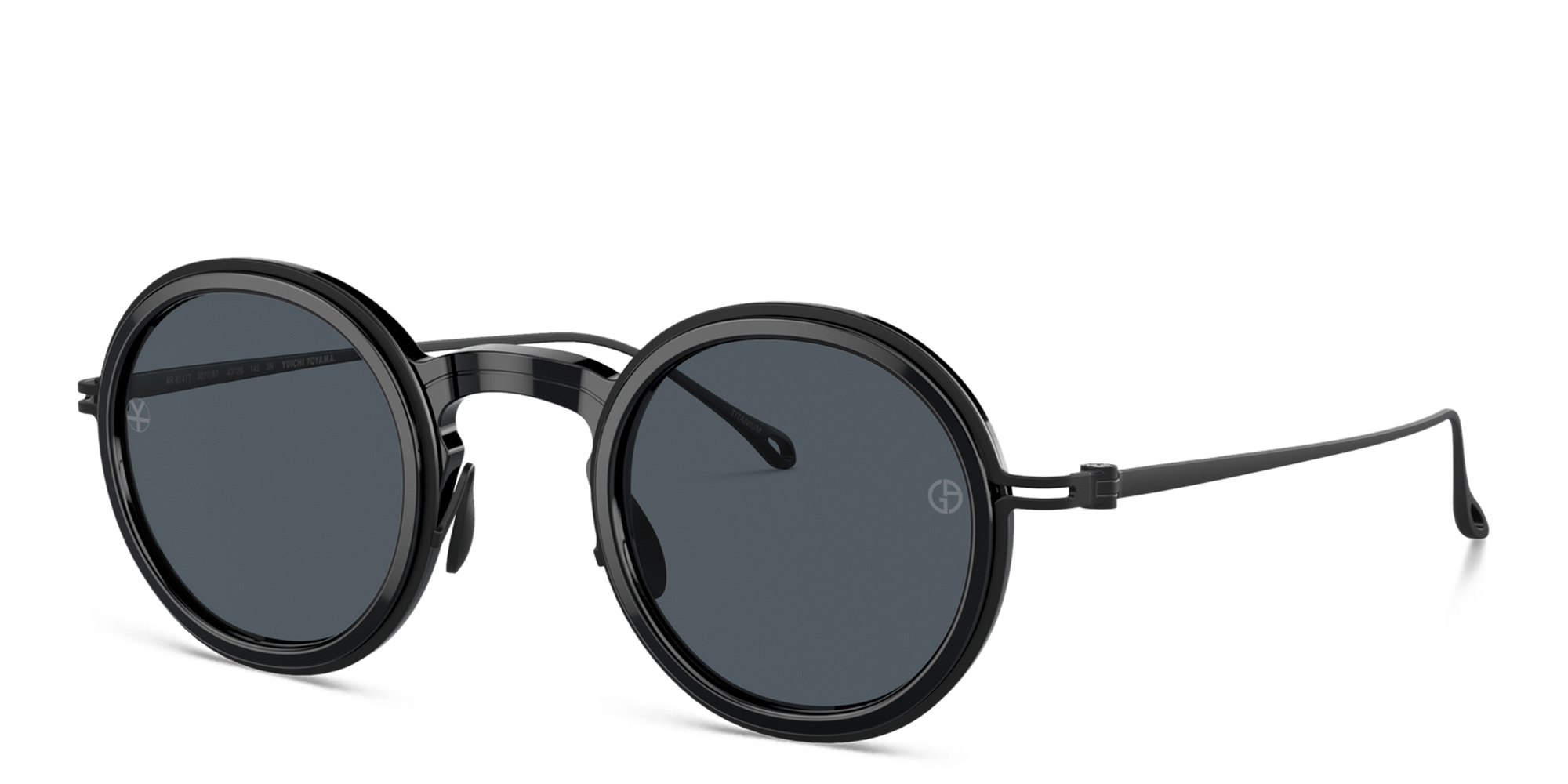 GIORGIO ARMANI Unisex Round Sunglasses in Shiny Black – Product Photo 2