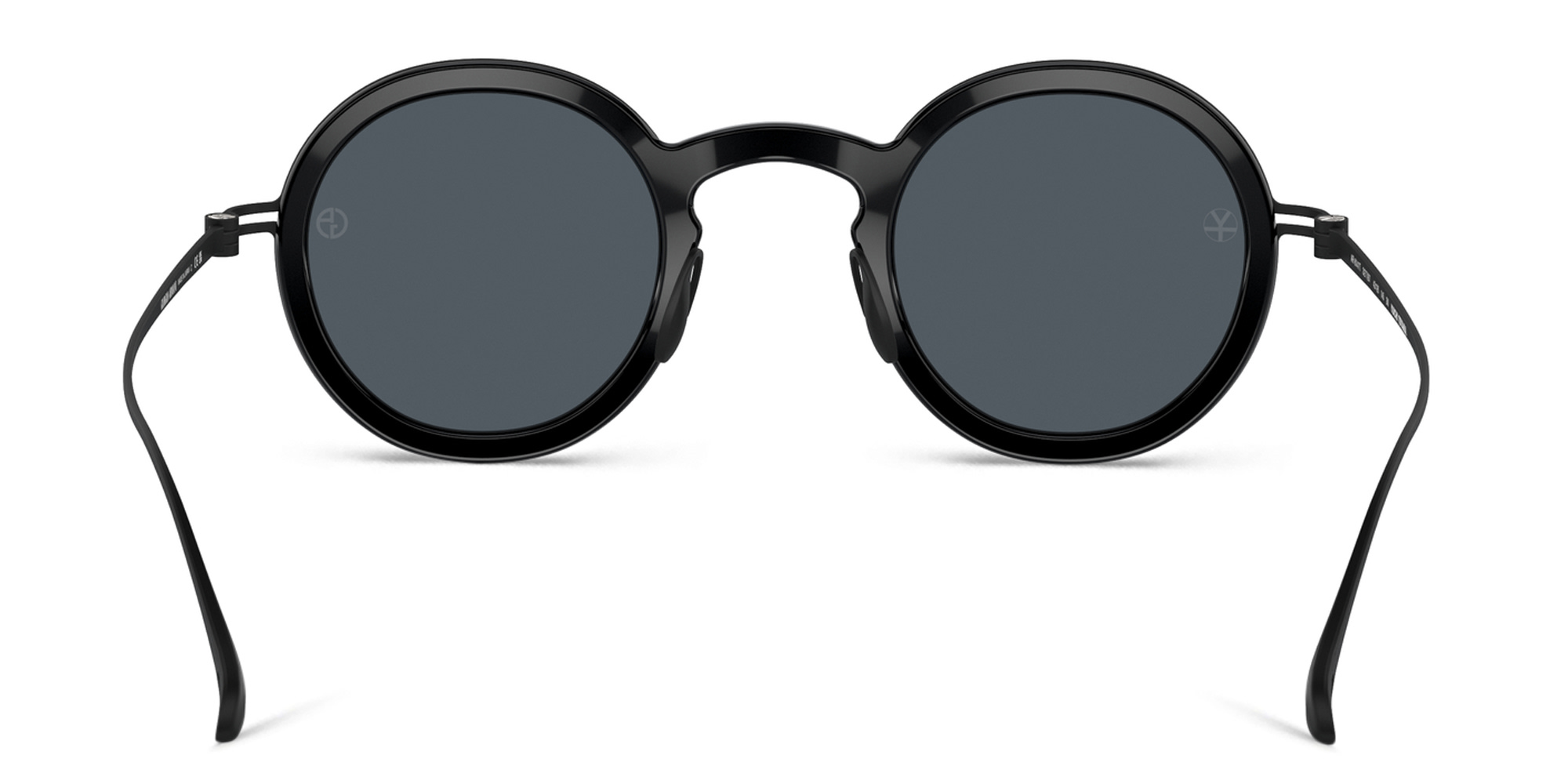 GIORGIO ARMANI Unisex Round Sunglasses in Shiny Black – Product Photo 4