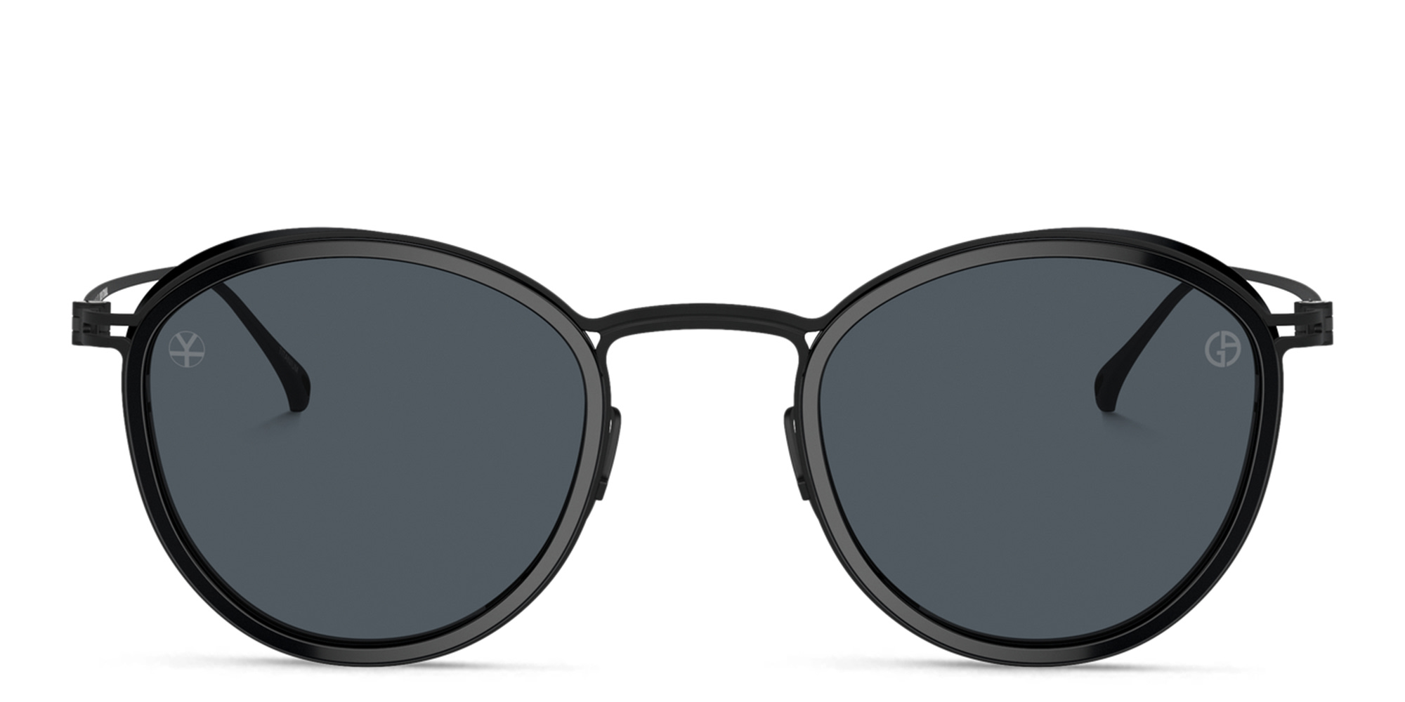 Shop GIORGIO ARMANI Panthos Sunglasses in Shiny Black online.