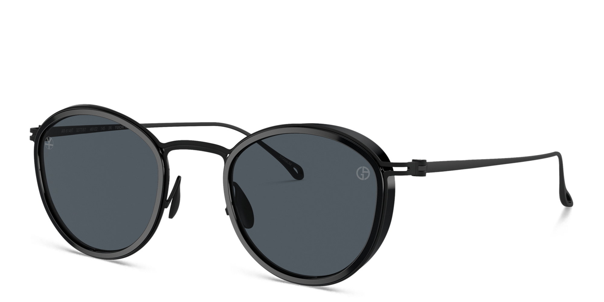 Shop GIORGIO ARMANI Panthos Sunglasses in Shiny Black online.