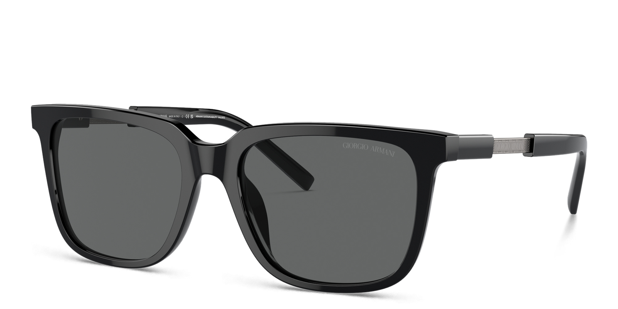 Shop GIORGIO ARMANI Pillow Sunglasses in Black online.