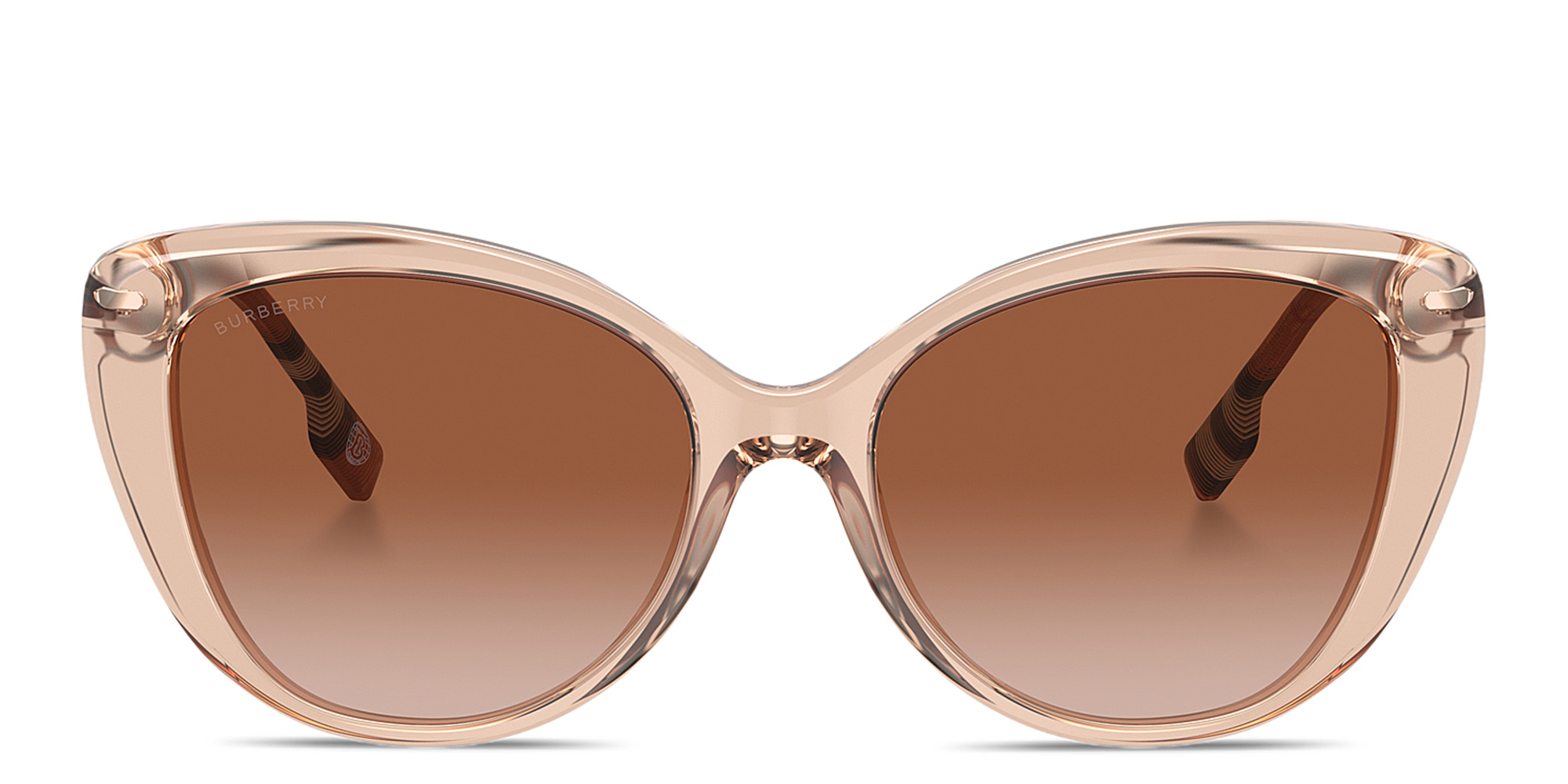BURBERRY Vintage Check Cat-Eye Sunglasses in Transparent Peach – Product Photo 1