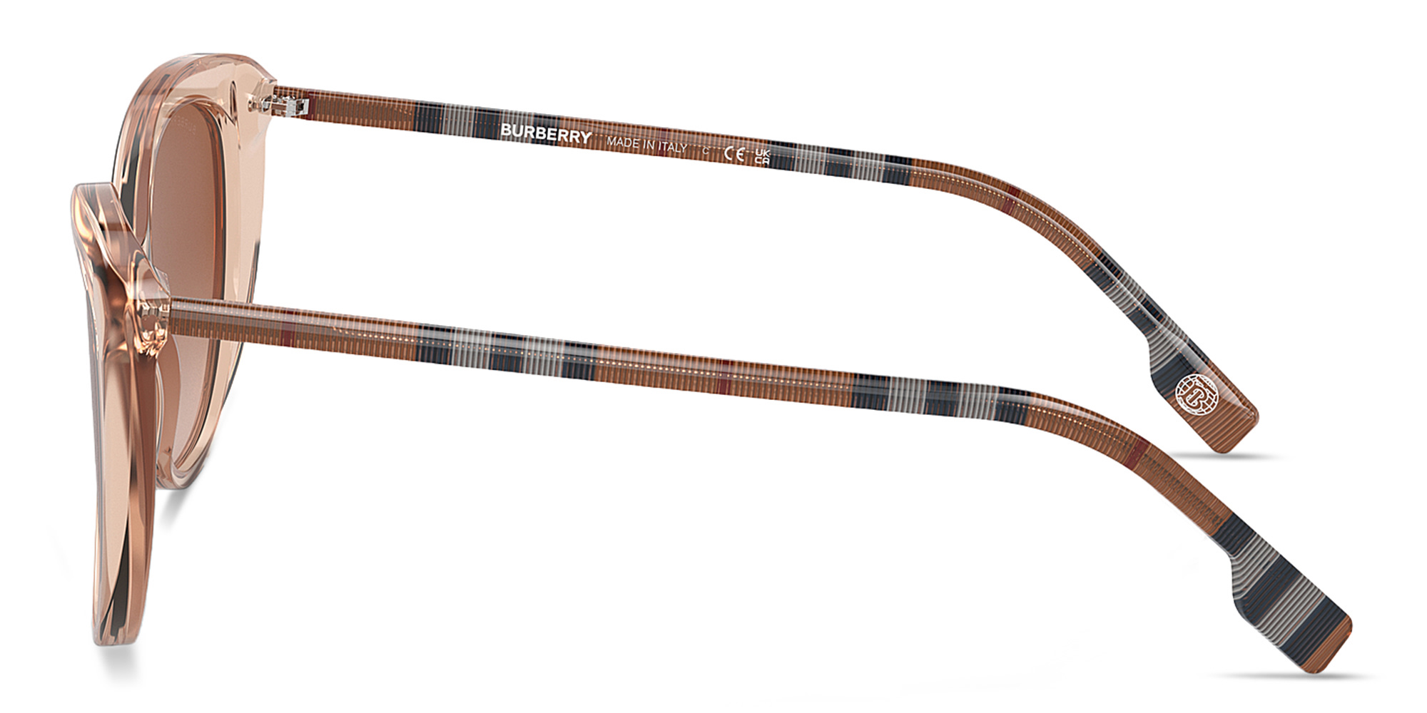 Shop BURBERRY Vintage Check Cat-Eye Sunglasses in Transparent Peach online.