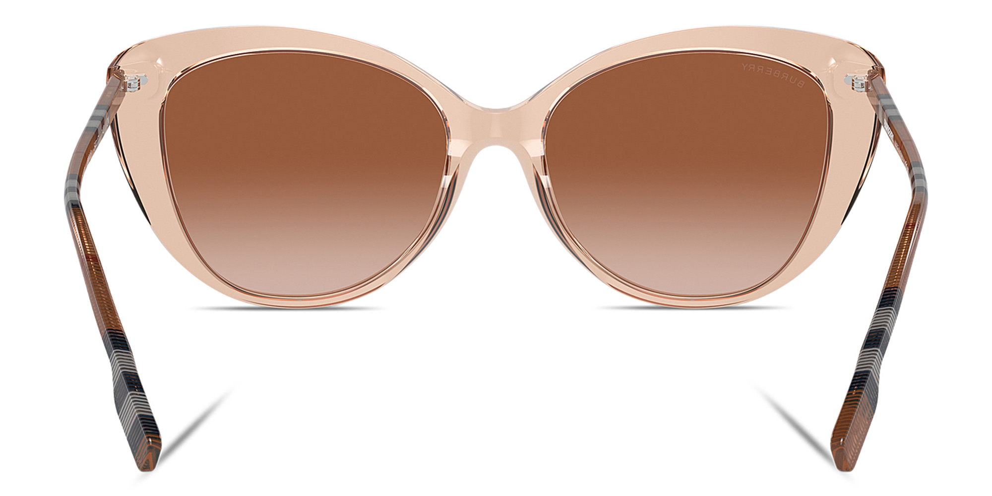 Shop BURBERRY Vintage Check Cat-Eye Sunglasses in Transparent Peach online.