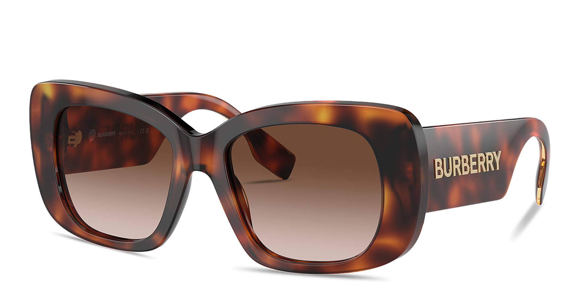 Shop BURBERRY Square Sunglasses in Havana online.