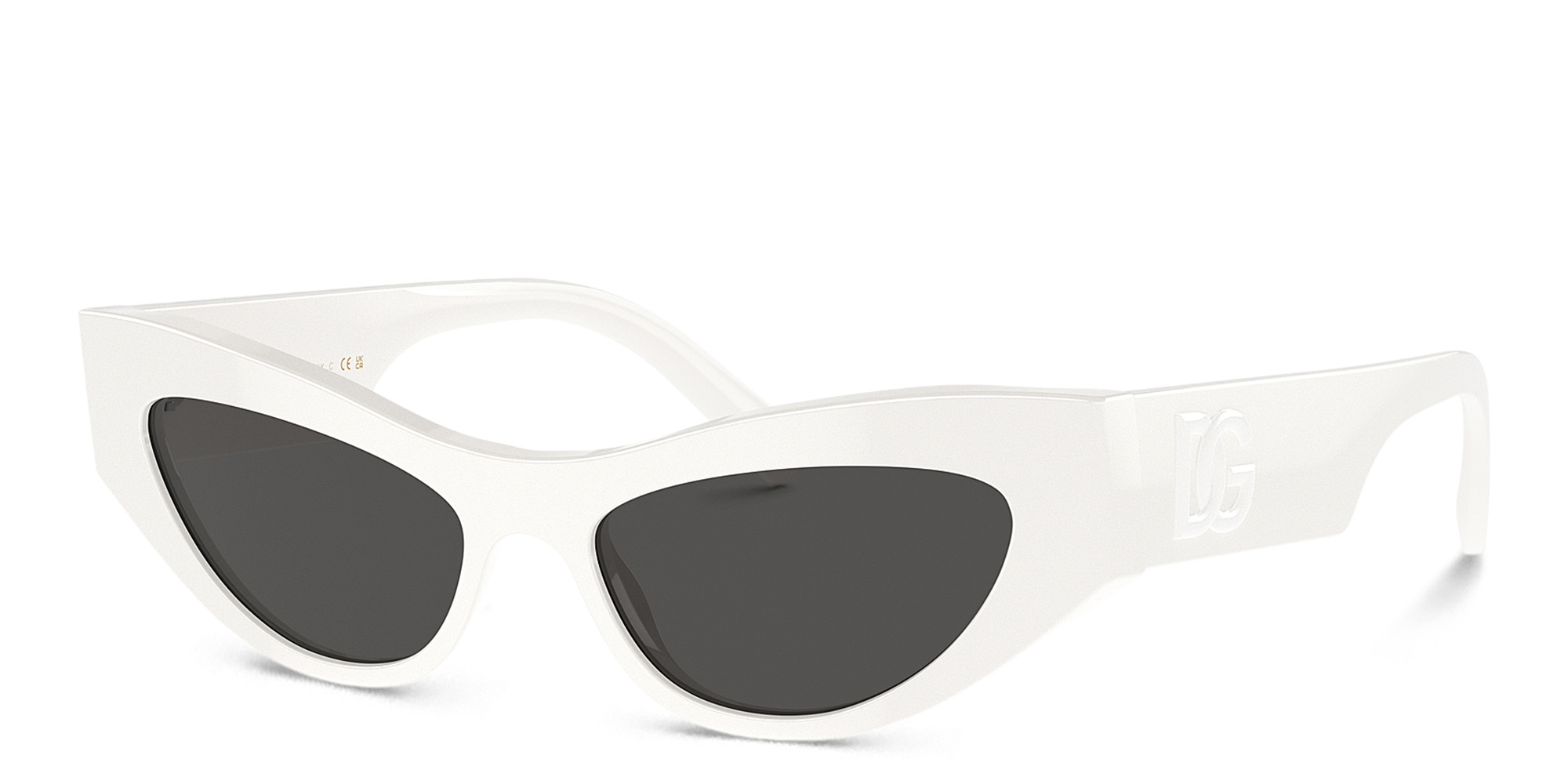 Dolce & Gabbana Logo Cat-Eye Sunglasses in White – Product Photo 2