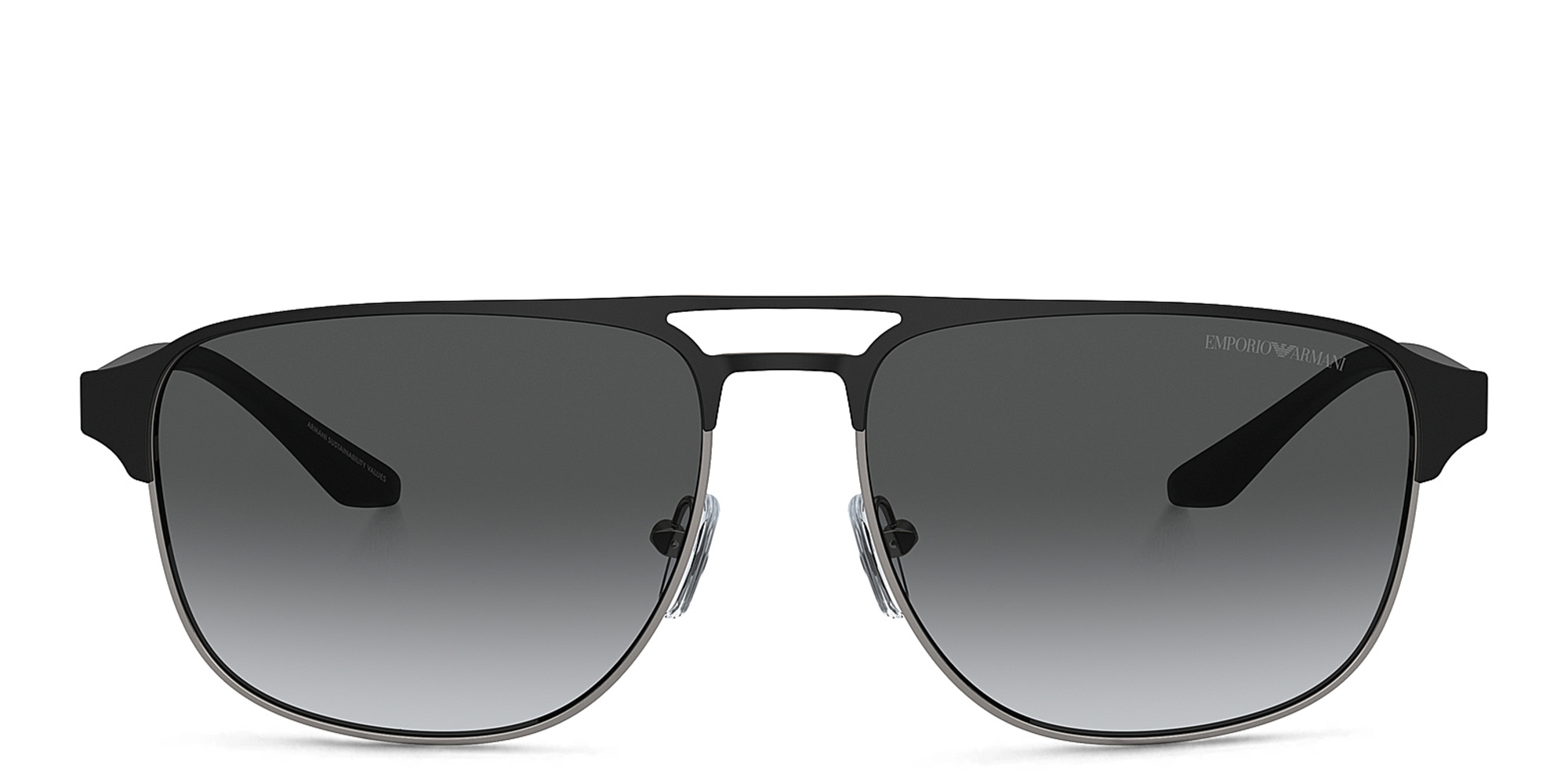 Shop Emporio Armani Pilot Sunglasses in Matte Gunmetal/Black online.