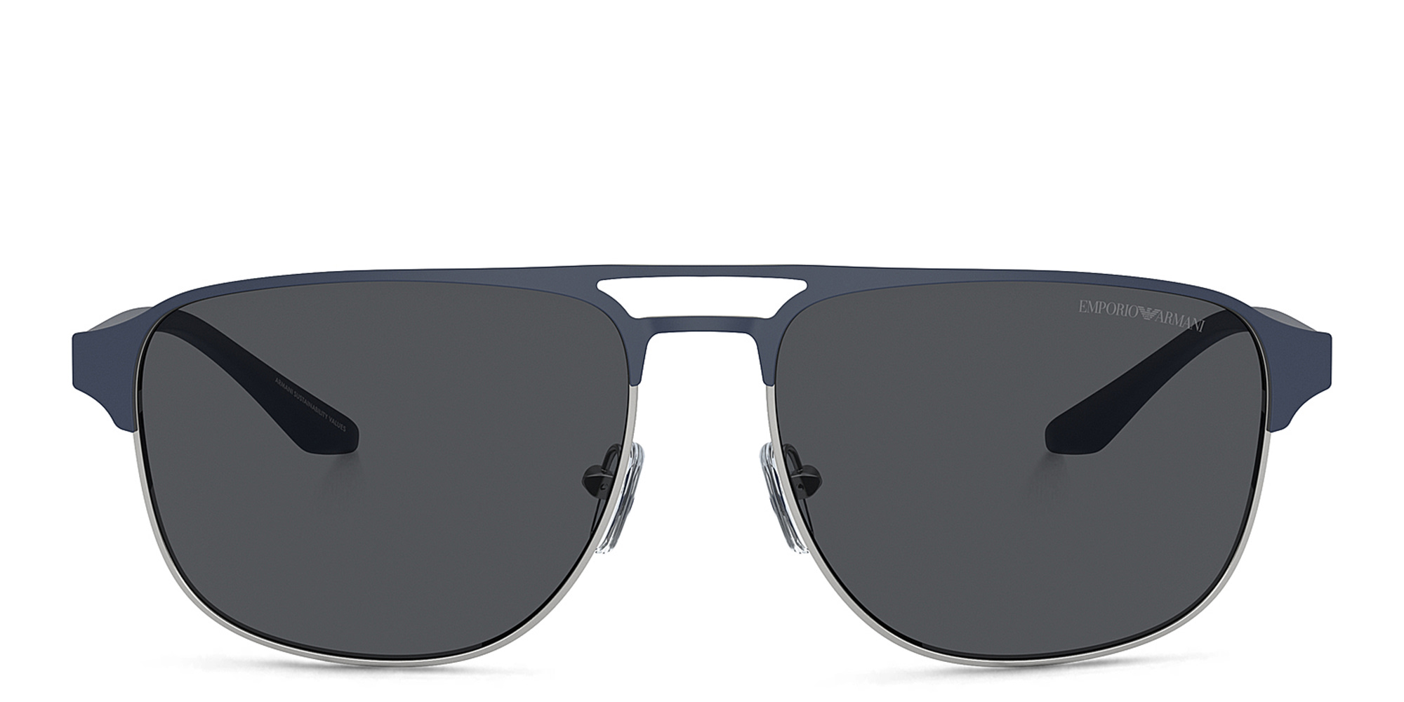 Emporio Armani Pilot Sunglasses in Matte Silver/Bluette – Product Photo 1
