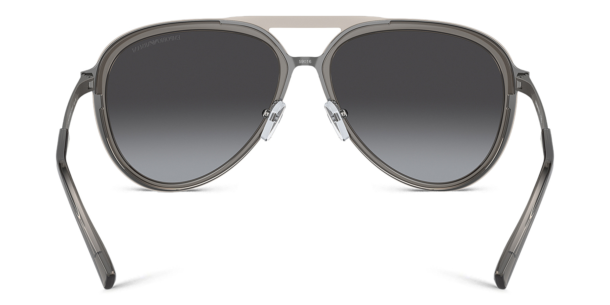 Shop Emporio Armani Pilot Sunglasses in Shiny Transparent Smoke online.
