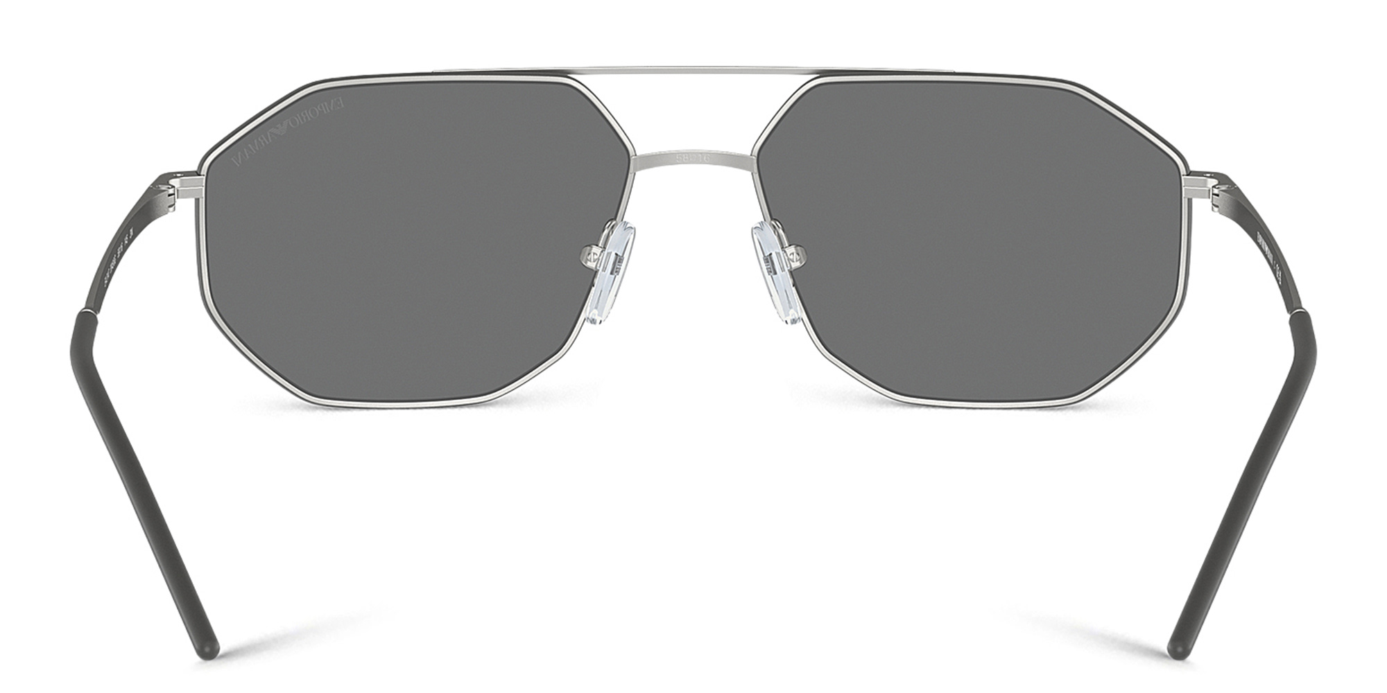 Shop Emporio Armani Irregular Sunglasses in Matte Silver online.