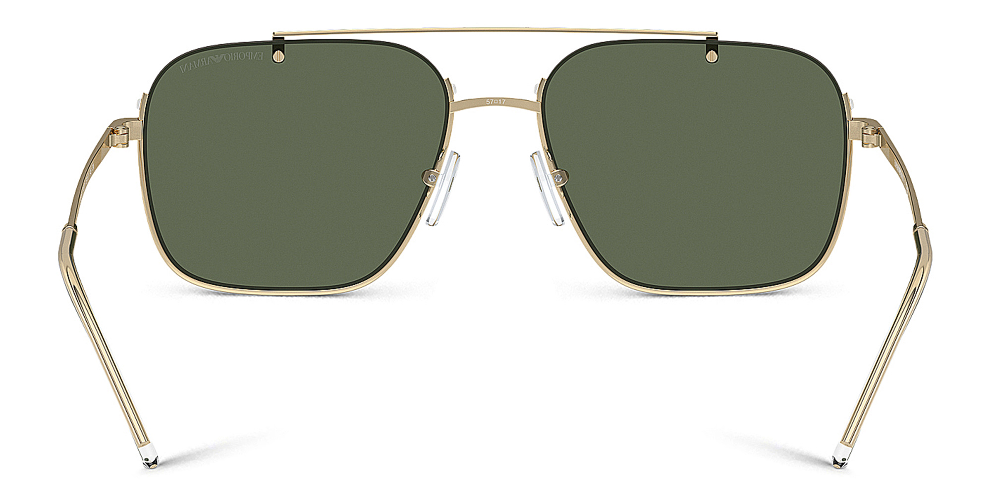 Shop Emporio Armani Half-Rim Rectangle Sunglasses in Shiny Pale Gold online.