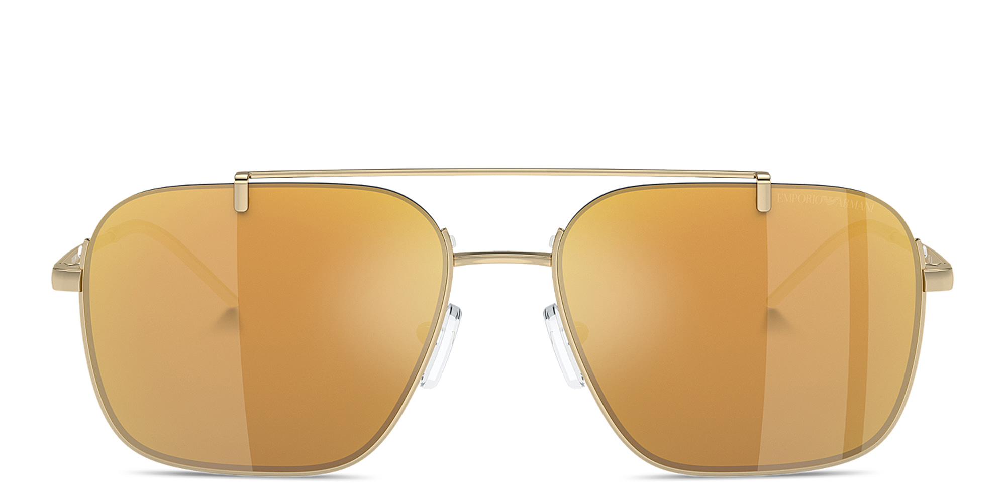 Emporio Armani Logo Half-Rim Rectangle Sunglasses in Gold – Product Photo 1