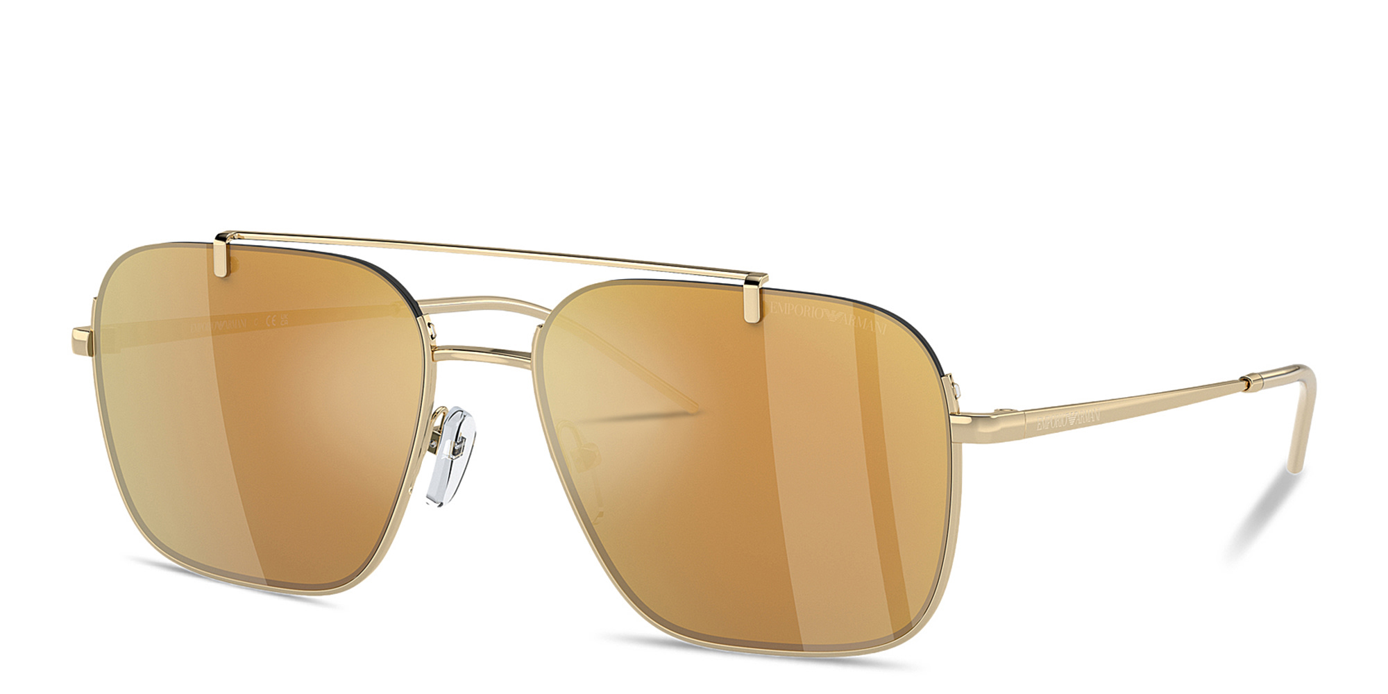 Emporio Armani Logo Half-Rim Rectangle Sunglasses in Gold – Product Photo 2