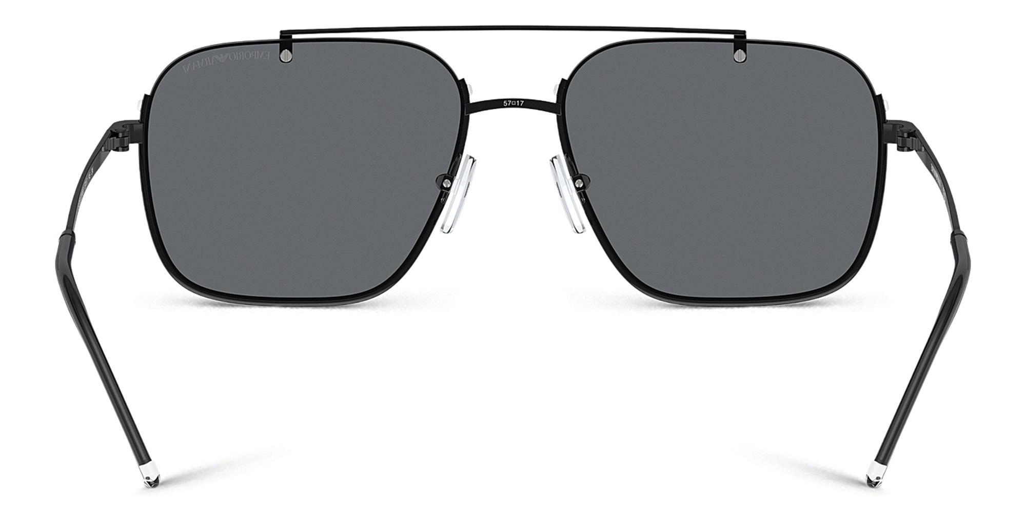 Shop Emporio Armani Rectangle Sunglasses in Shiny Black online.
