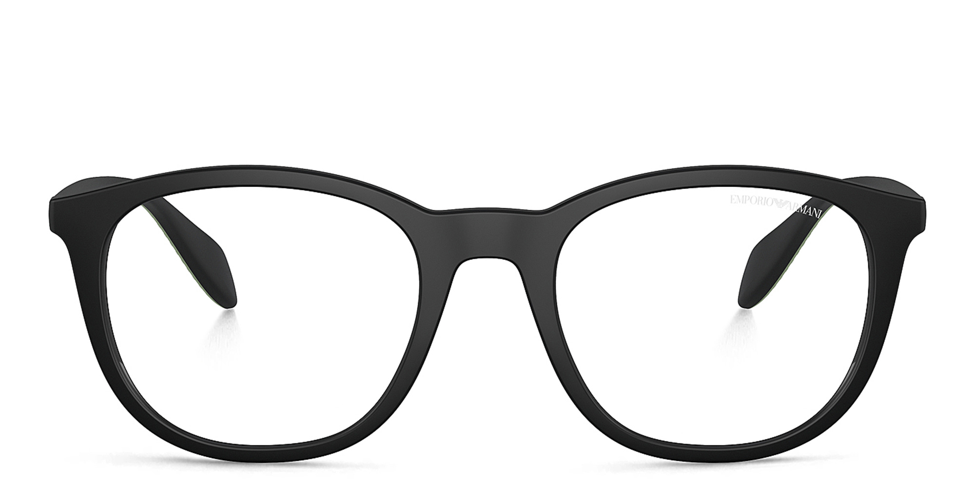 Shop Emporio Armani Clip-On Round Eyeglasses in Black online.