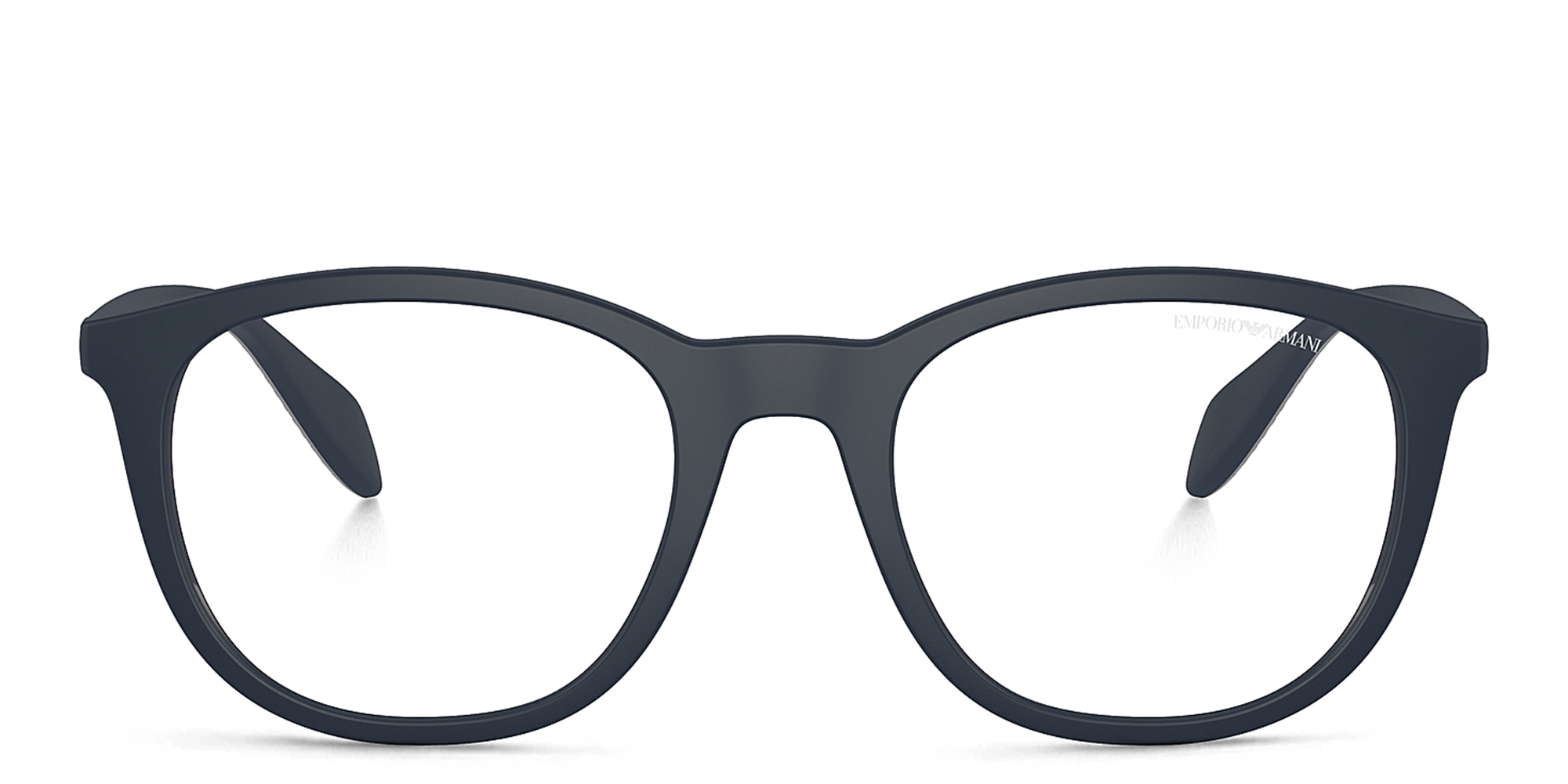 Shop Emporio Armani Clip-On Round Eyeglasses in Blue online.