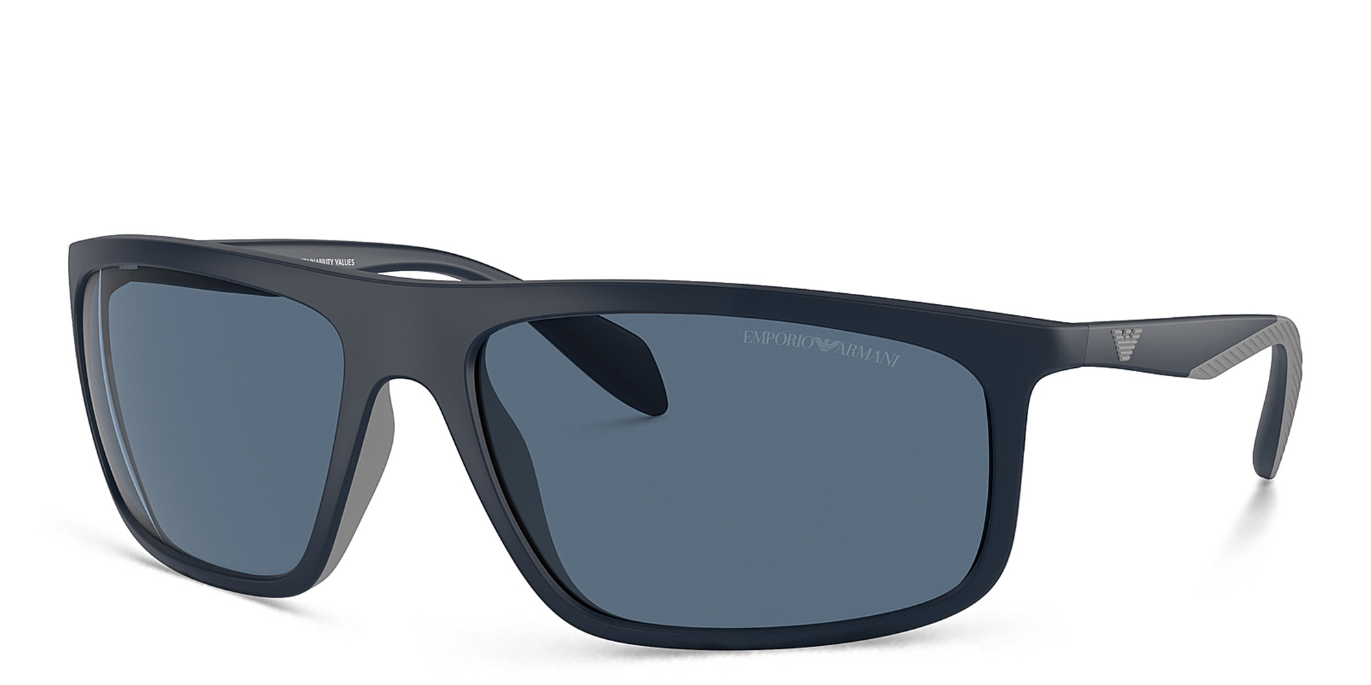 Emporio Armani Pilot Sunglasses in Matte Blue/Rubber Grey – Product Photo 2