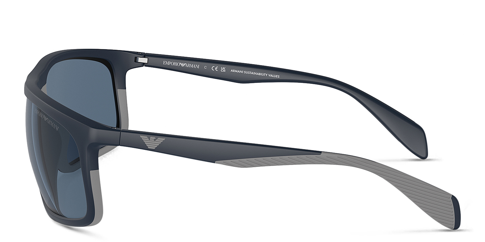 Emporio Armani Pilot Sunglasses in Matte Blue/Rubber Grey – Product Photo 3