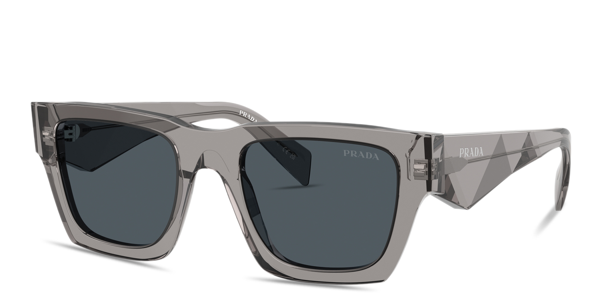 Shop PRADA Catwalk Pillow Sunglasses in Transparent Dark Grey online.
