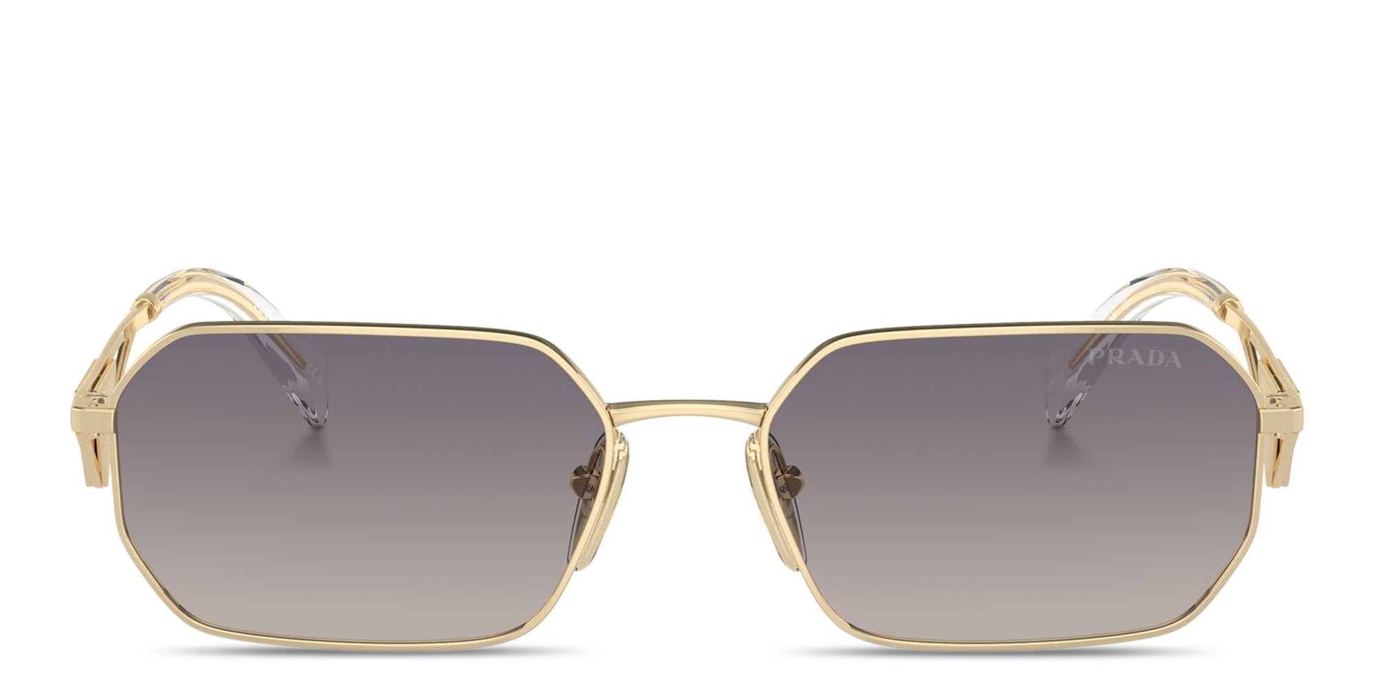 PRADA Triangle Logo Irregular Sunglasses in Gold – Product Photo 1