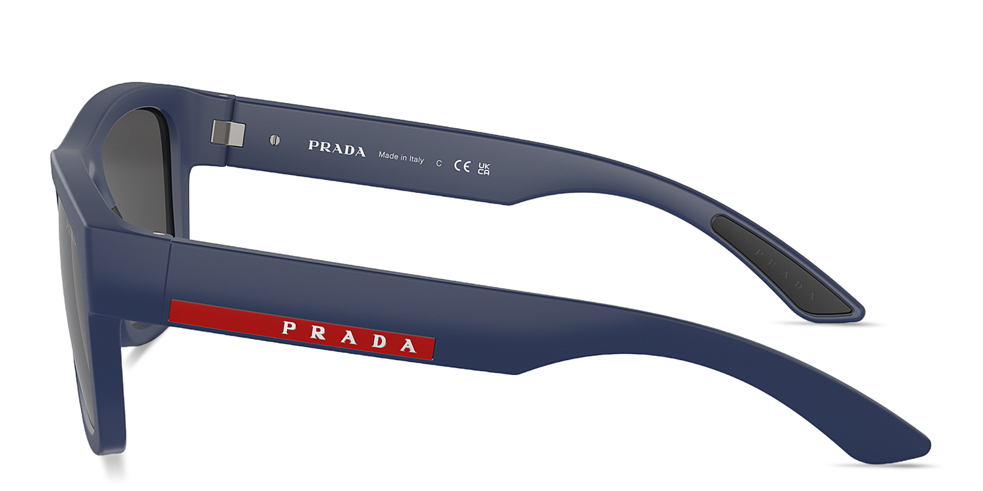 Shop Prada Linea Rossa Square Sunglasses in Blue online.