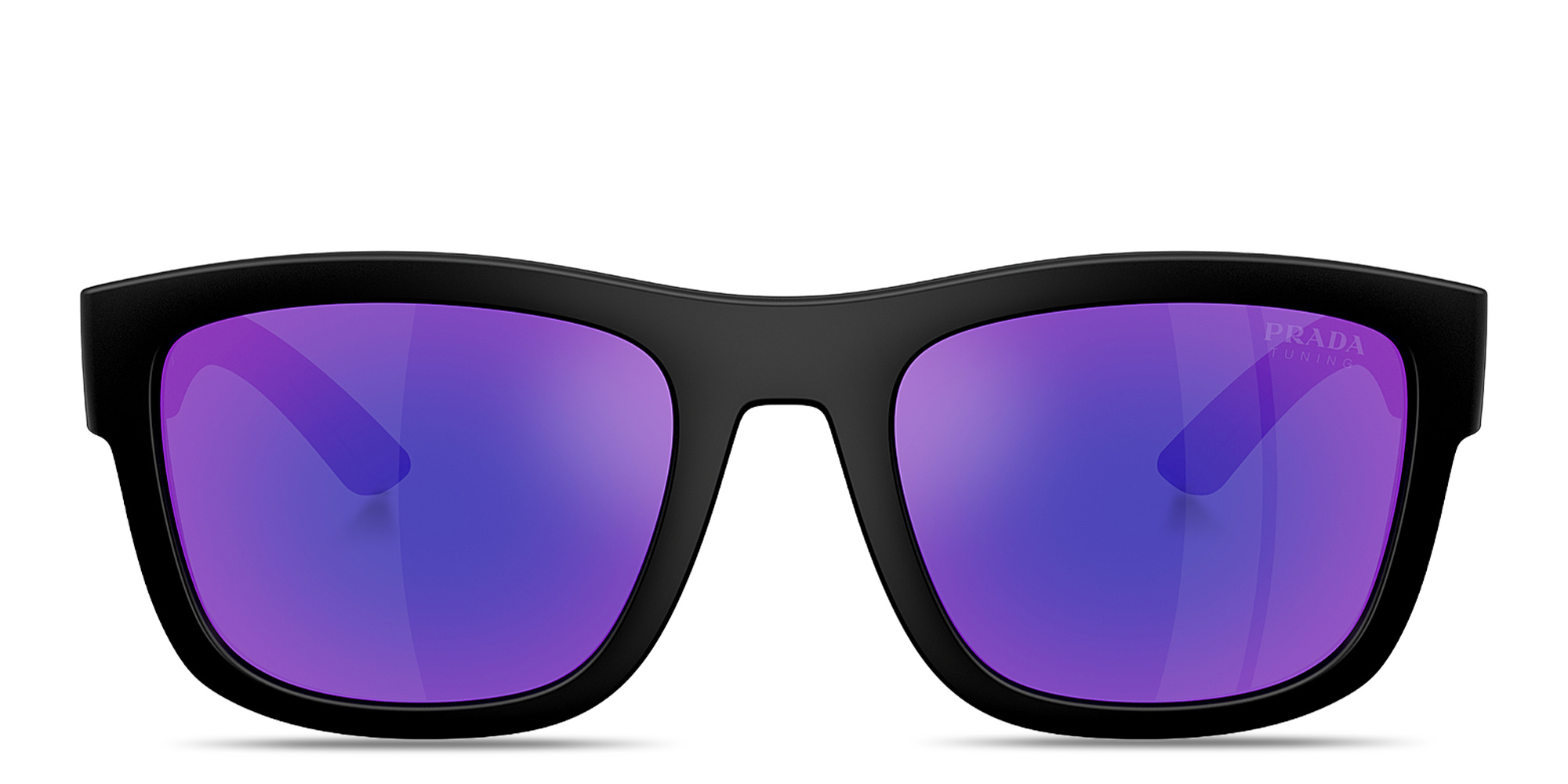 Shop Prada Linea Rossa Logo Signature Square Sunglasses in Matte Black online.