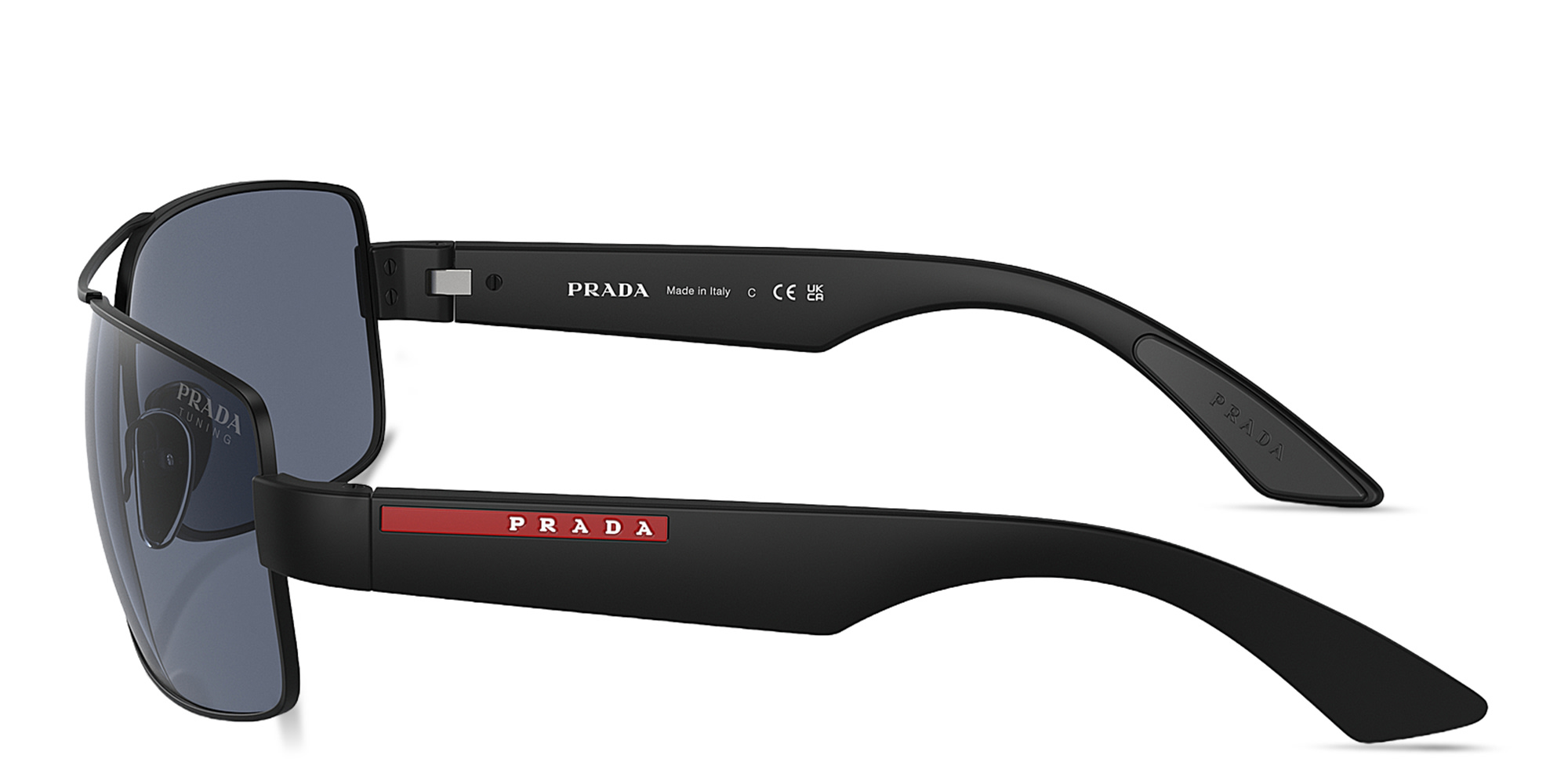 Prada Linea Rossa Logo Signature Wide Pillow Sunglasses in Matte Black – Product Photo 3